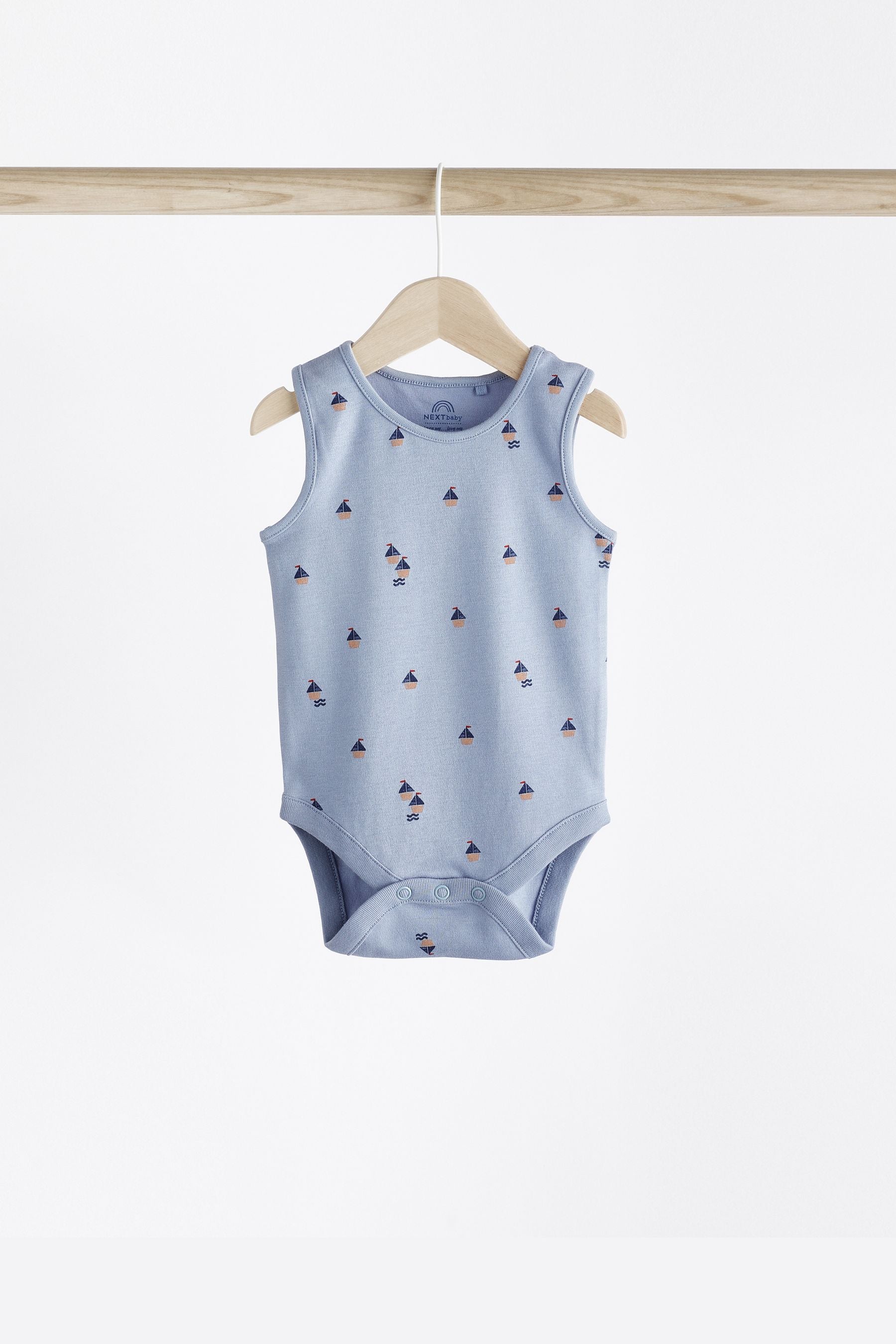 Red/Navy Nautical Baby Bodysuits 5 Pack