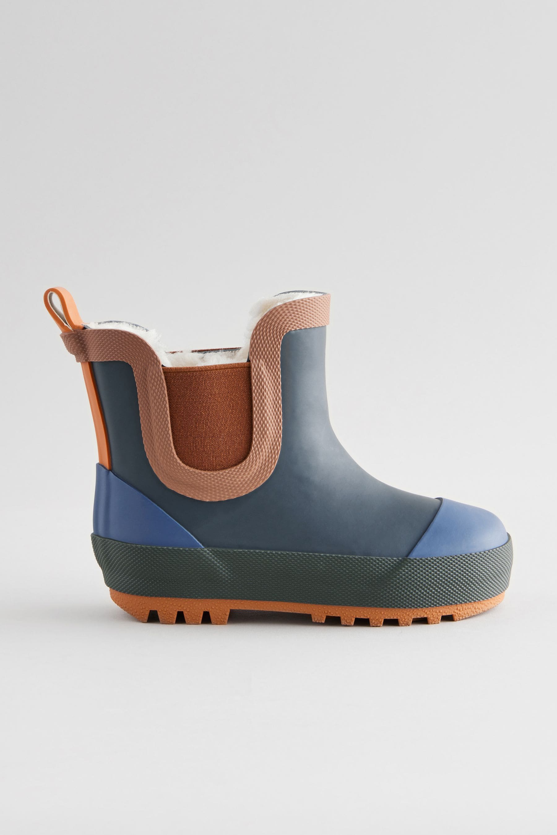 Navy Colourblock Warm Lined Ankle Wellies