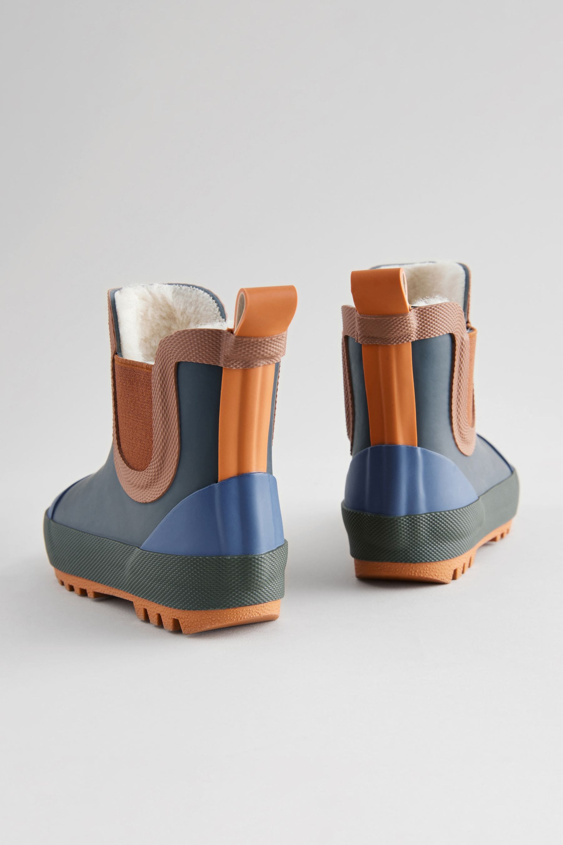 Navy Colourblock Warm Lined Ankle Wellies