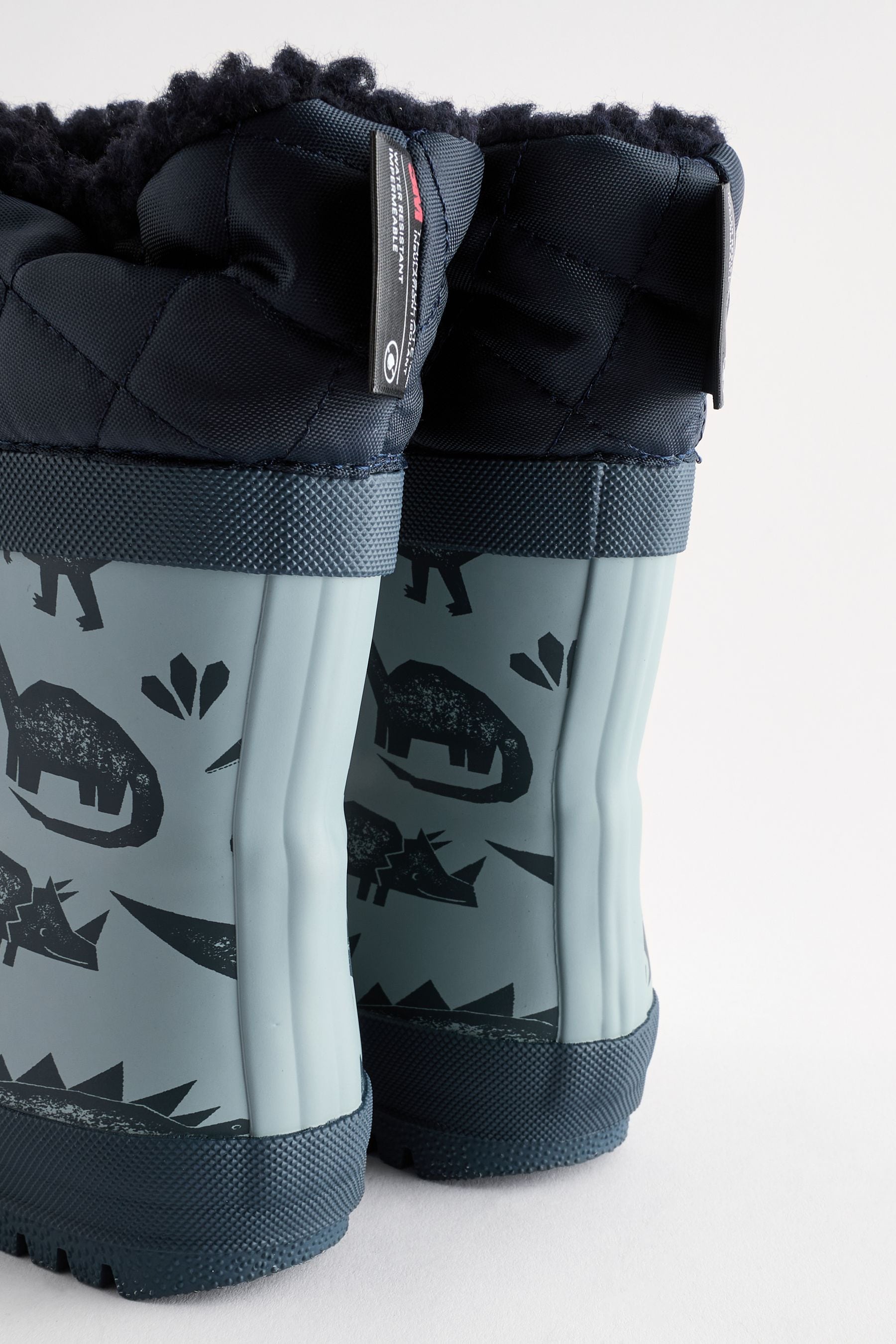 Blue Dinosaur Thermal Thinsulate™ Lined Cuff Wellies