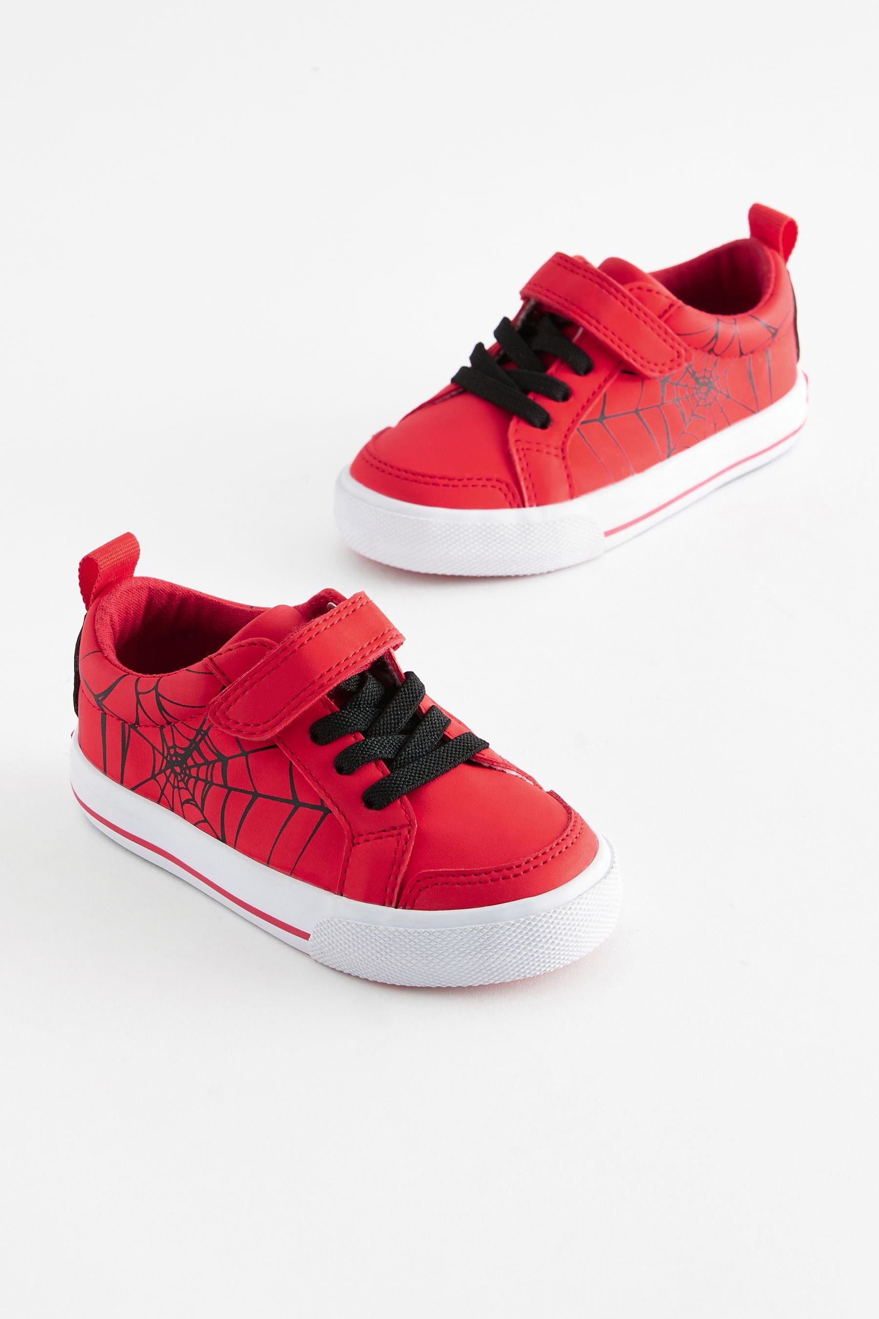 Red Wide Fit (G) Spiderman Touch Fastening Elastic Lace Trainers