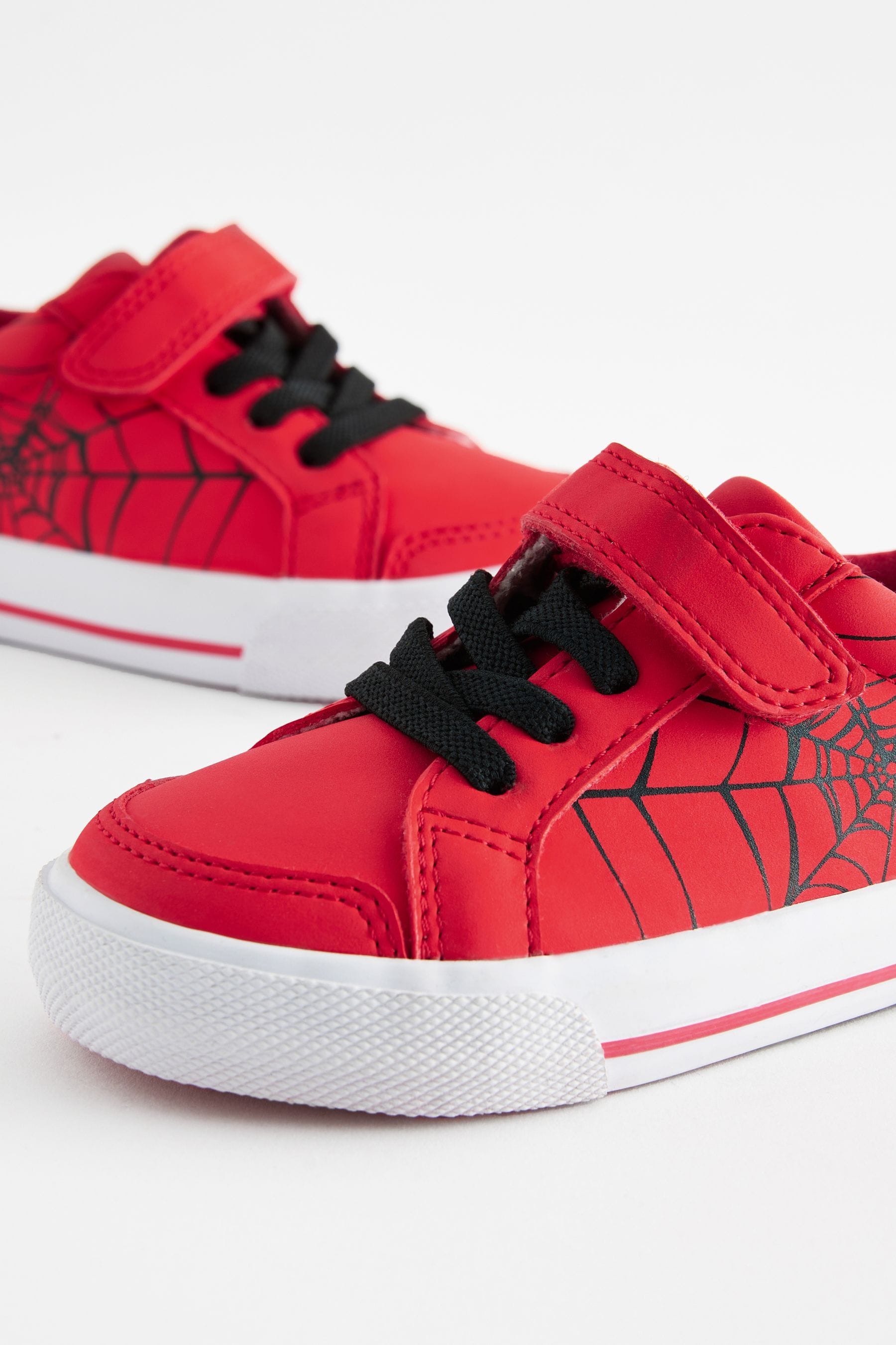 Red Wide Fit (G) Spiderman Touch Fastening Elastic Lace Trainers