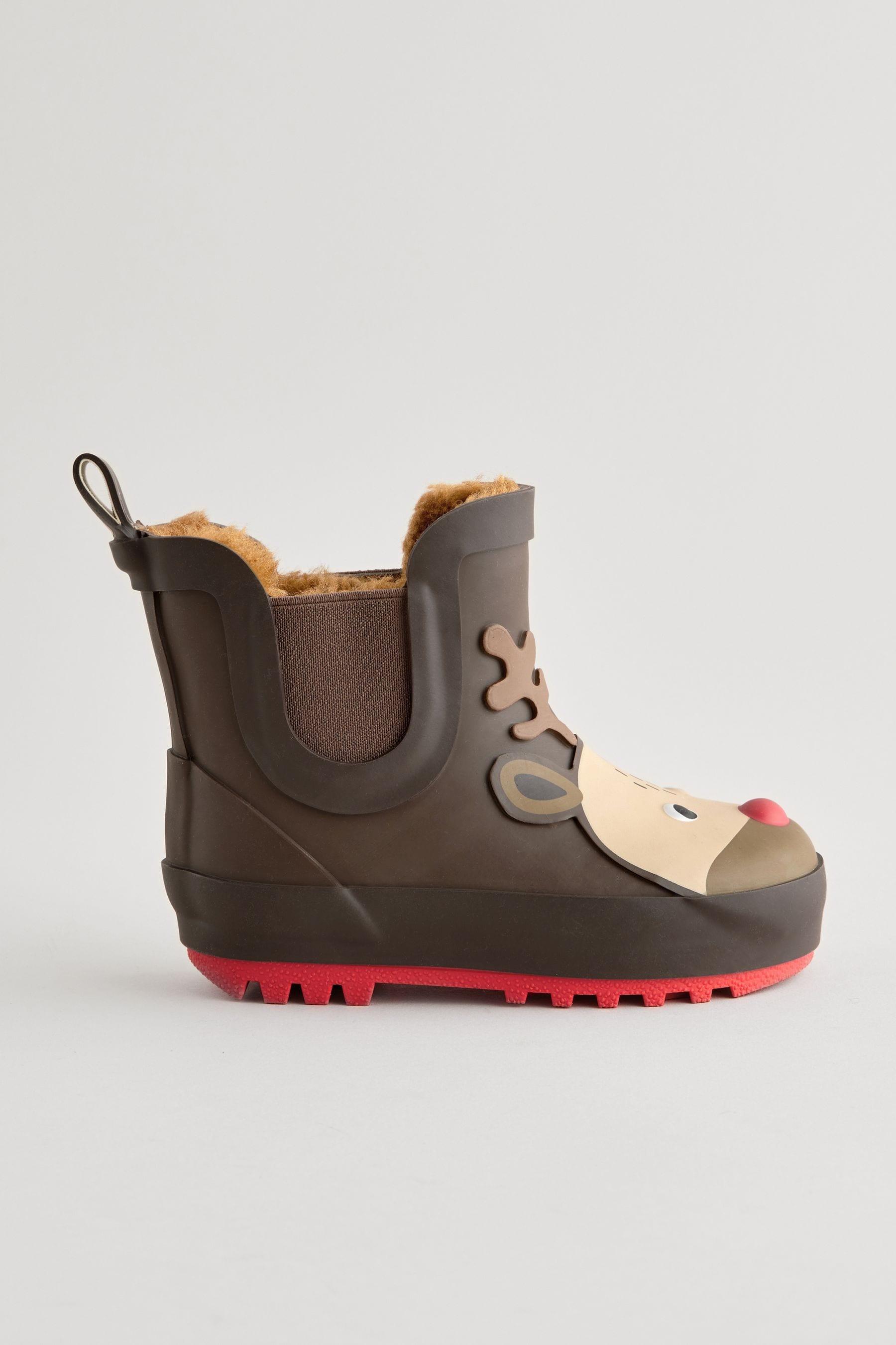 Brown Reindeer Warm Lined Ankle Wellies