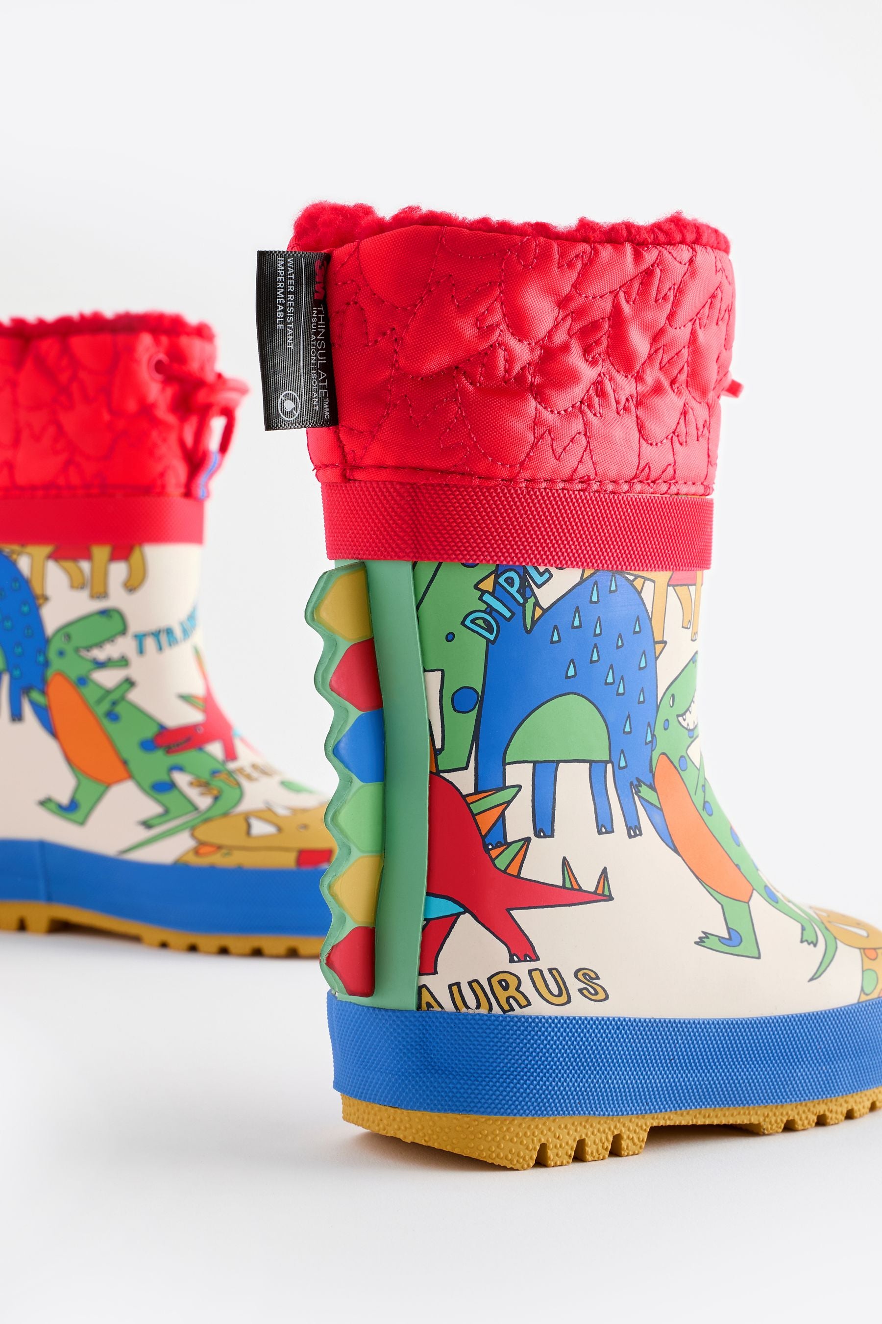 Bright Dinosaur Thermal Thinsulate™ Lined Cuff Wellies