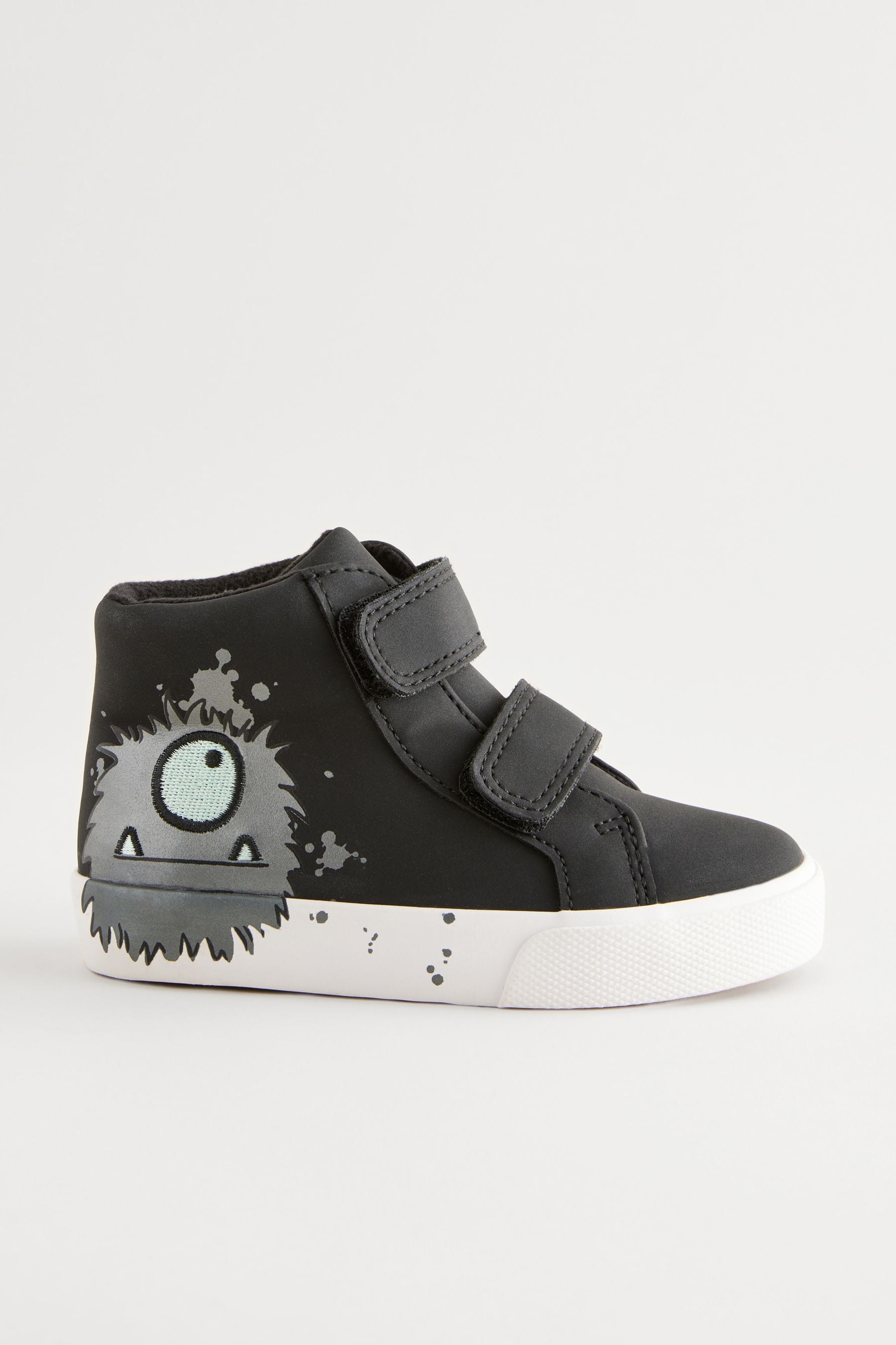 Black Monster Standard Fit (F) Warm Lined High Top Touch Fastening Trainers