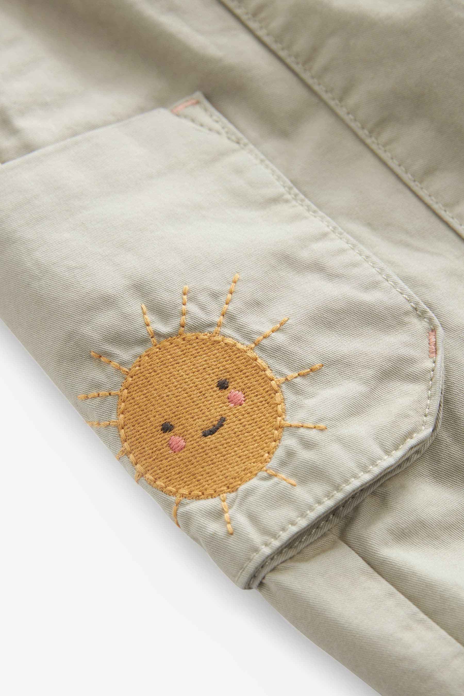 Sage Green Embroidered Cargo Trousers (3mths-7yrs)