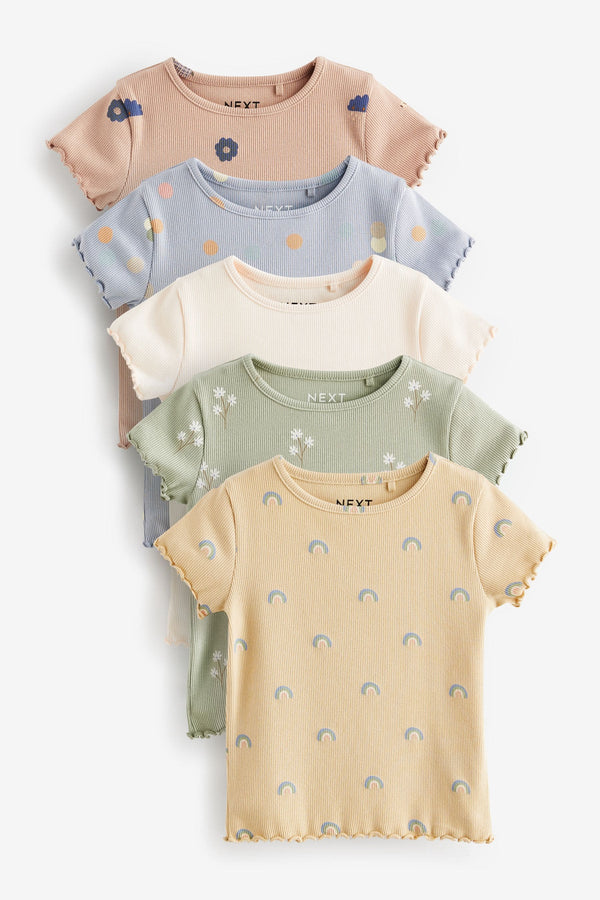 Yellow Rib Short Sleeve T-Shirts 5 Pack (3mths-7yrs)