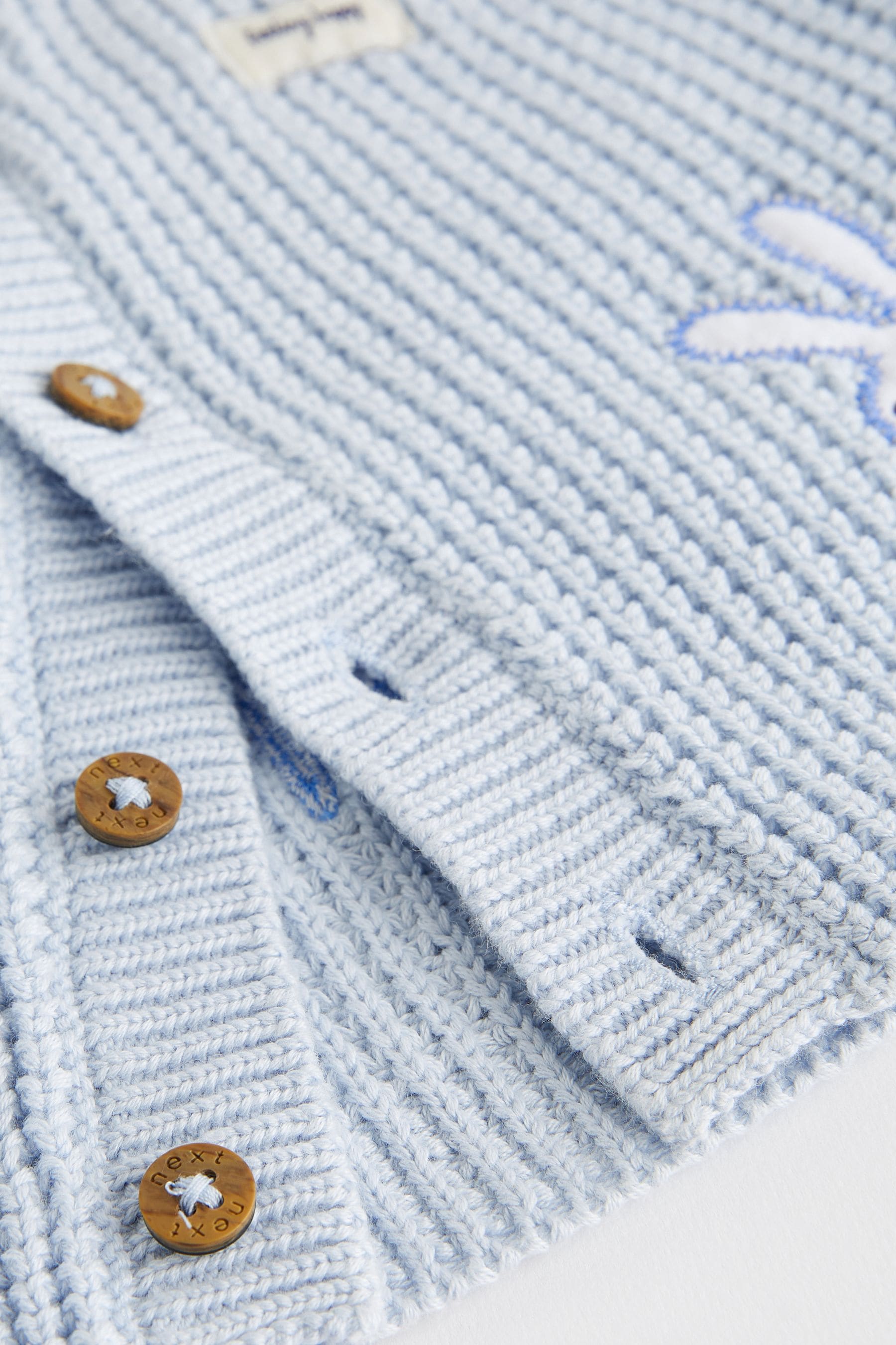 Pale Blue Bunny Baby Knitted Cardigan (0mths-2yrs)