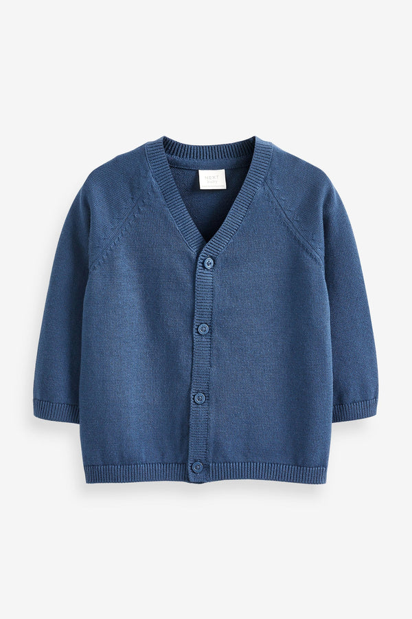 Navy Baby Knitted 100% Cotton Cardigan (0mths-3yrs)