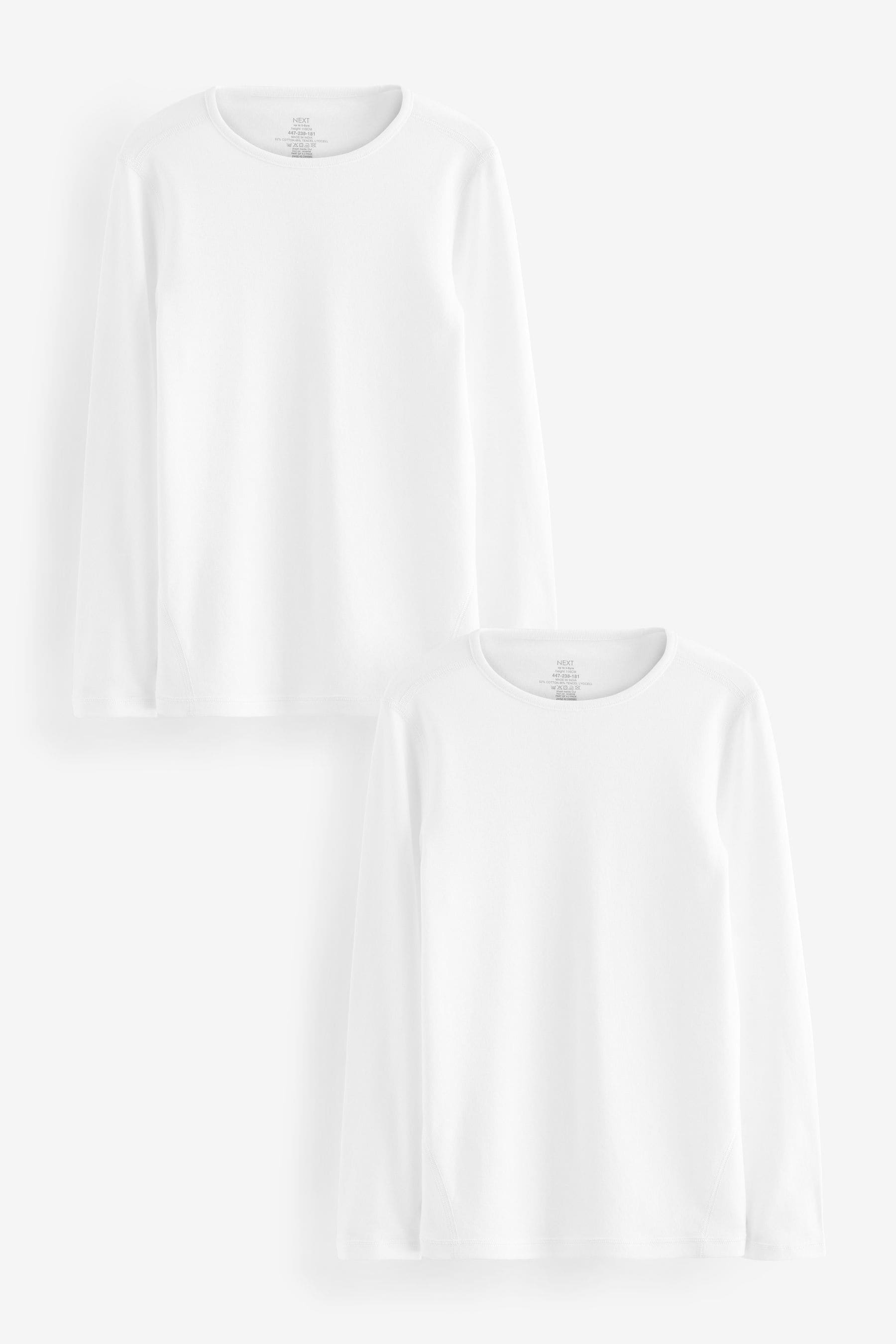 White Kind To Skin Long Sleeve T-Shirts 2 Pack (9mths-12yrs)