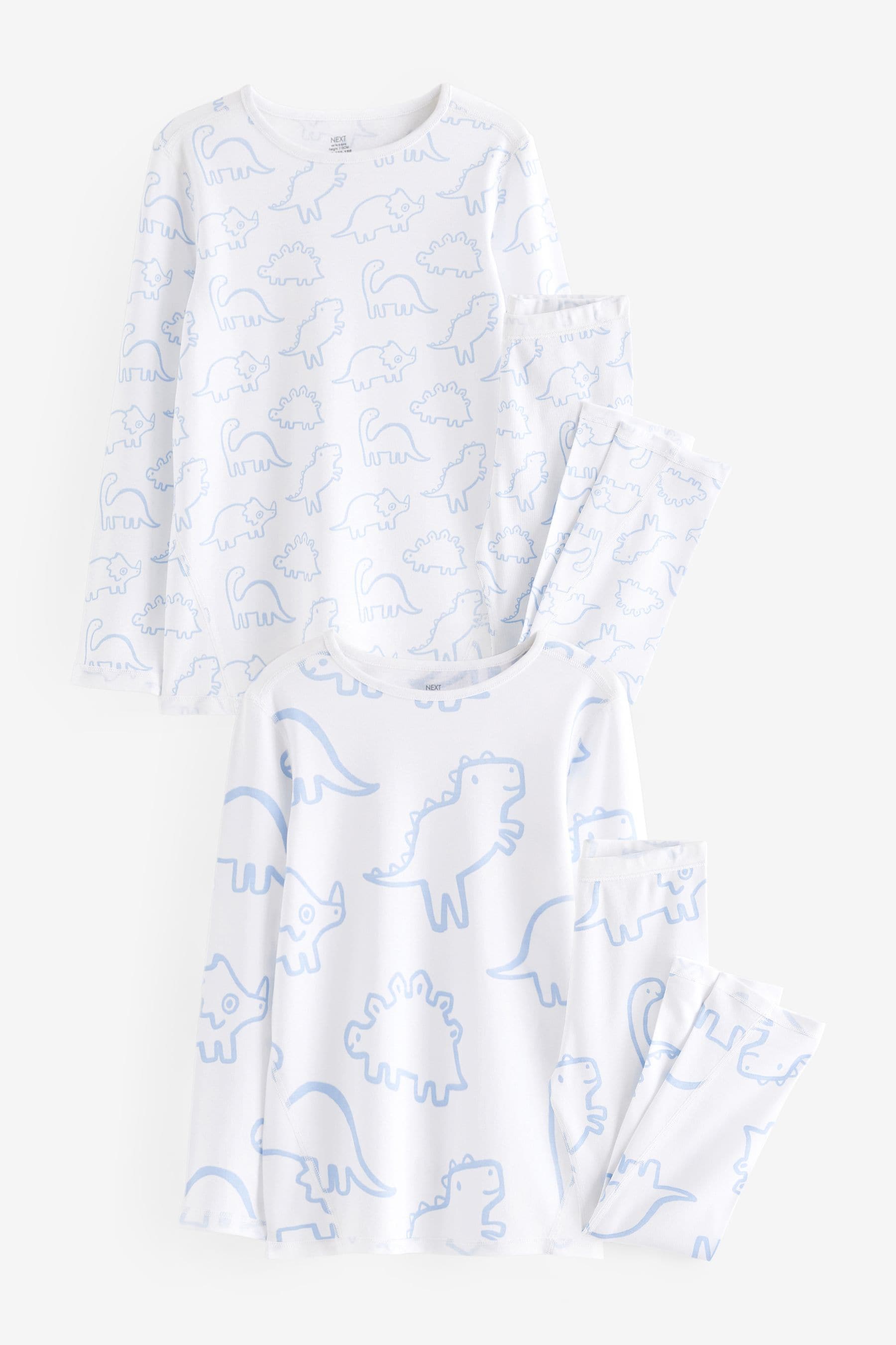 Blue Dinosaur Print Kind to Skin Pyjamas 2 Pack (9mths-12yrs)