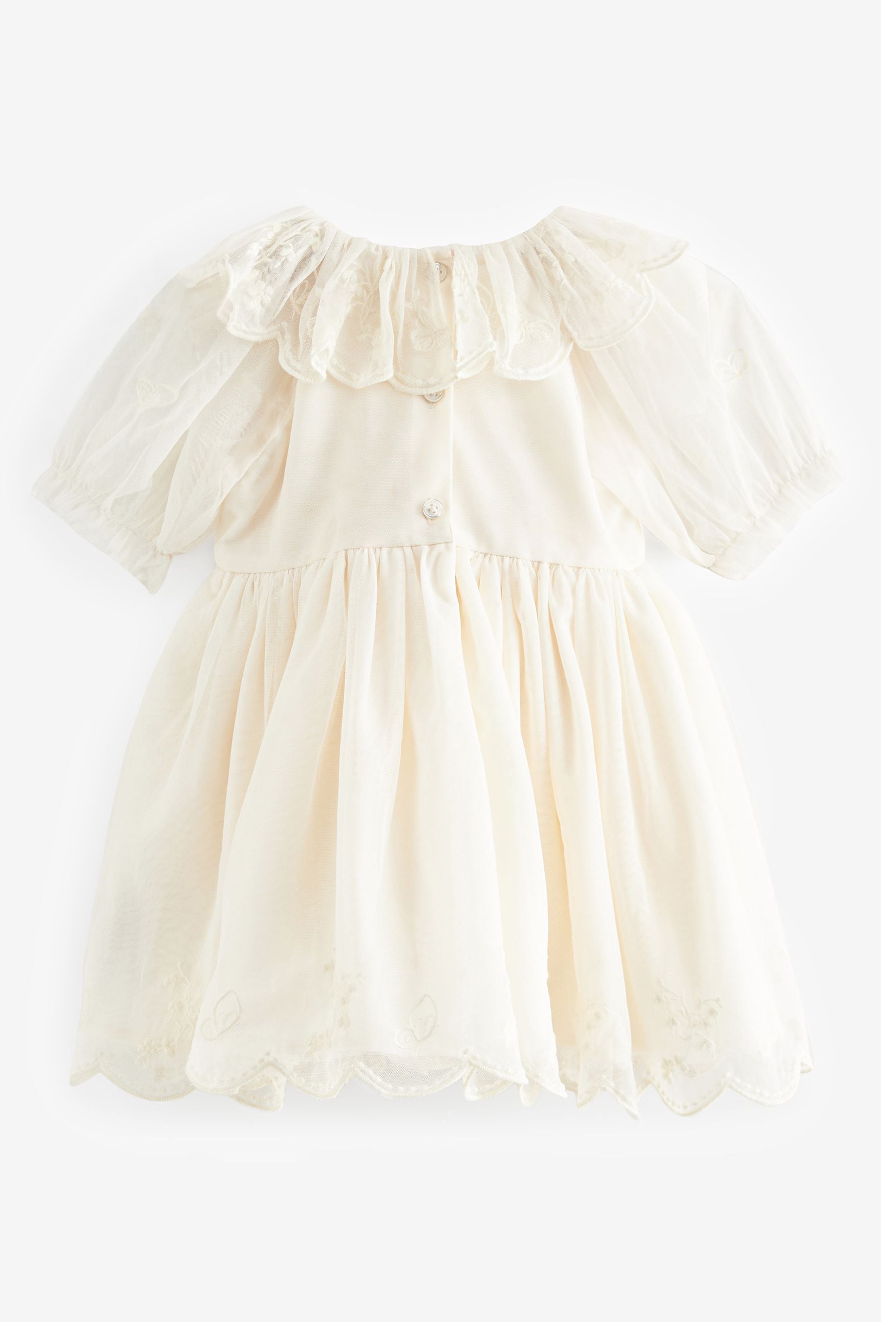 Cream Embroidered Mesh Party Dress (3mths-8yrs)