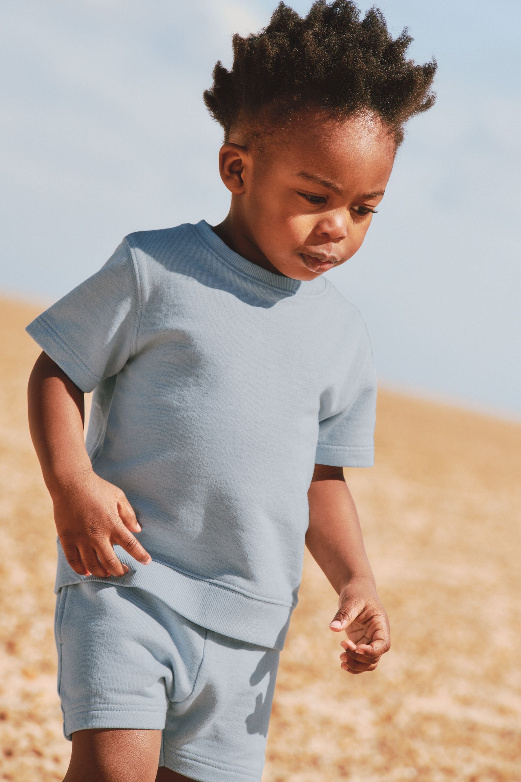 Light Blue Plain Sweat T-Shirt And Shorts Set (3mths-7yrs)