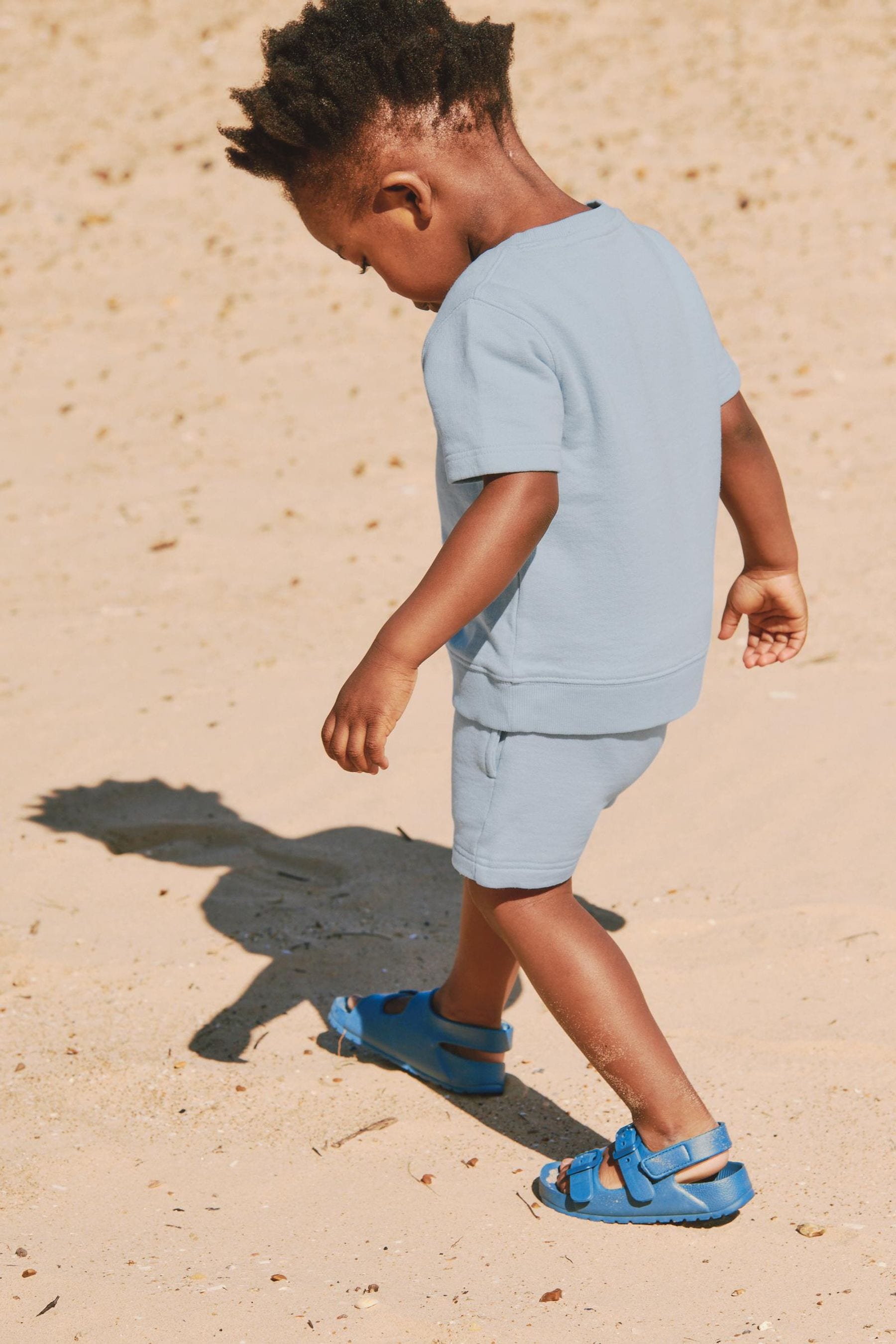 Light Blue Plain Sweat T-Shirt And Shorts Set (3mths-7yrs)