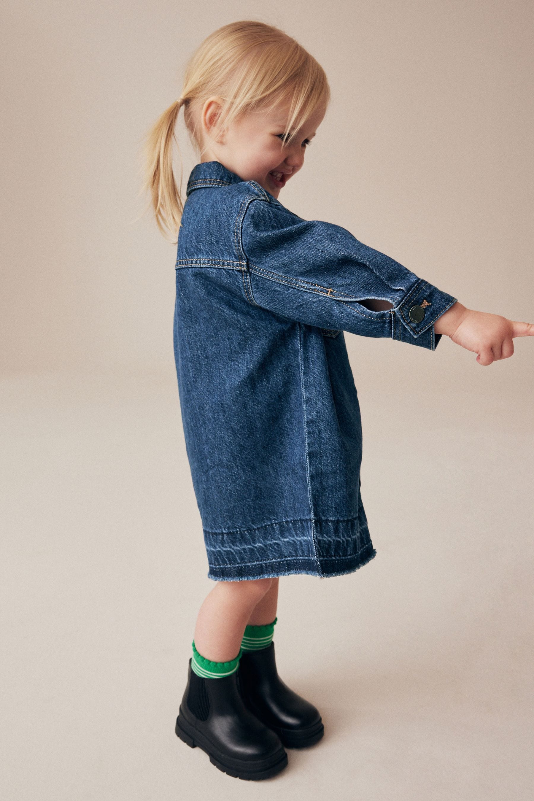 Blue Denim 100% Cotton Shirt Dress (3mths-8yrs)