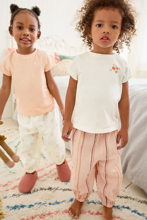 Pink/Cream Woven Bottom Pyjamas 2 Pack (9mths-12yrs)