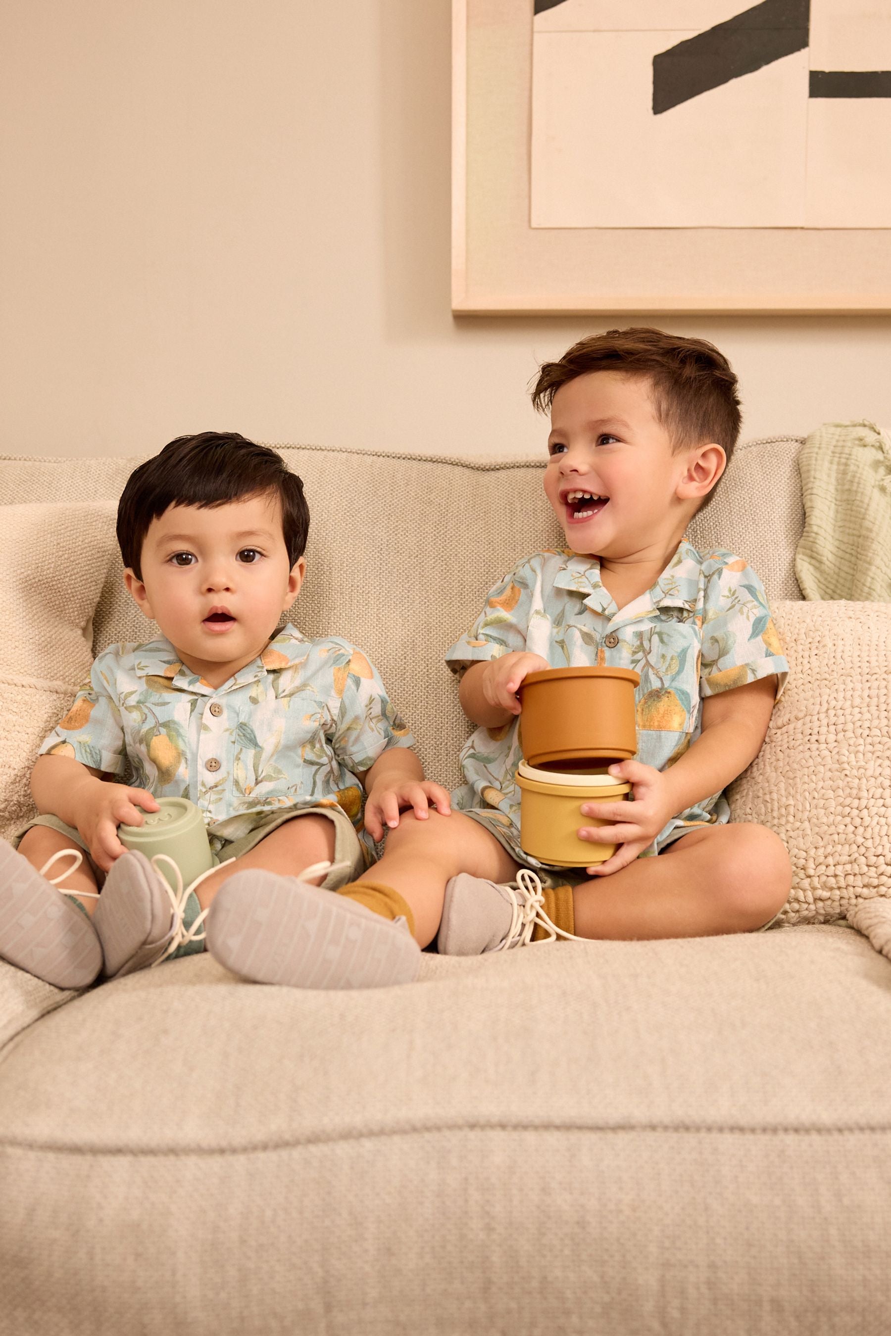 Orange Print Baby Shirt And Short Set (0mths-3yrs)