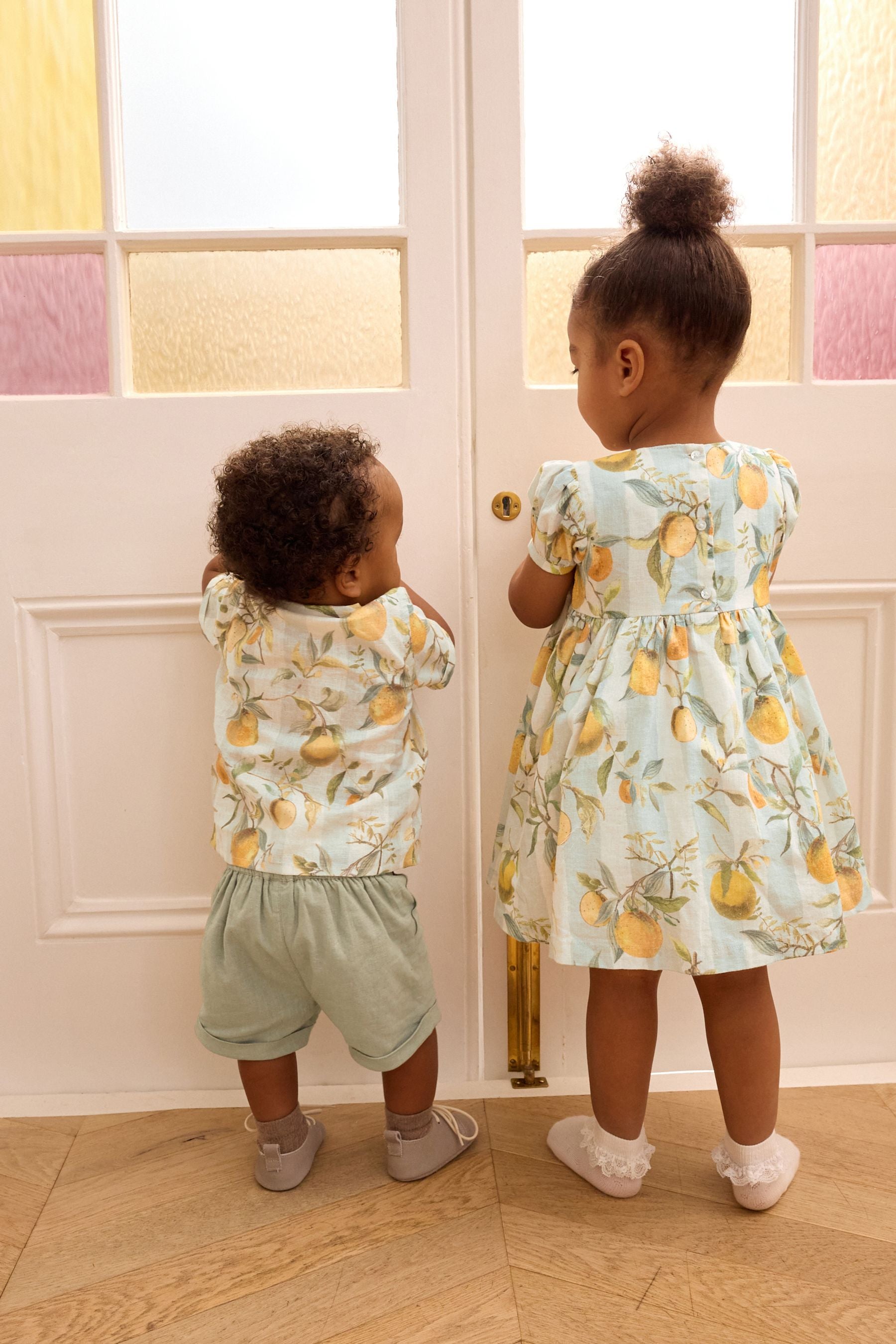 Orange Print Baby Shirt And Short Set (0mths-3yrs)