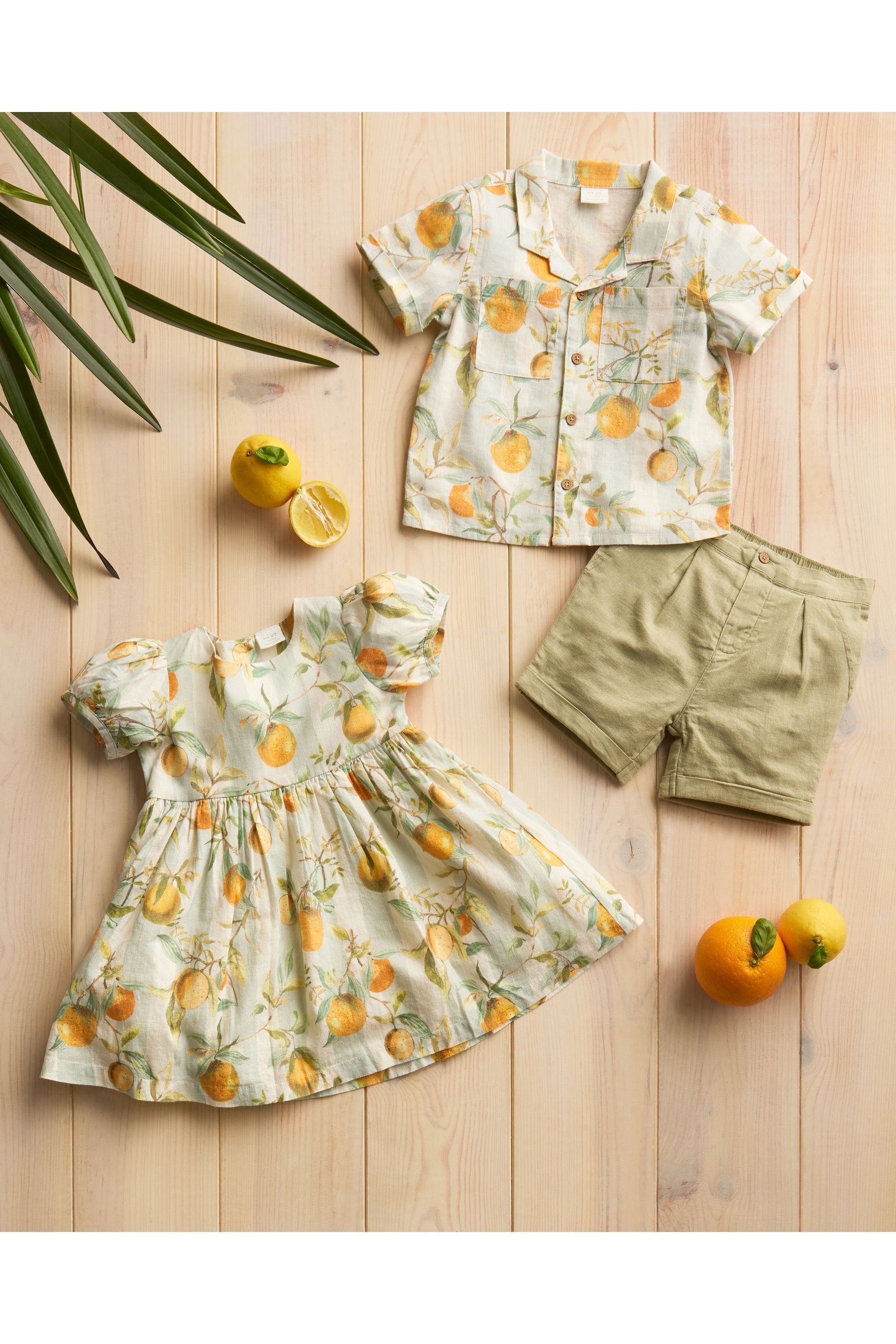 Orange Print Baby Shirt And Short Set (0mths-3yrs)