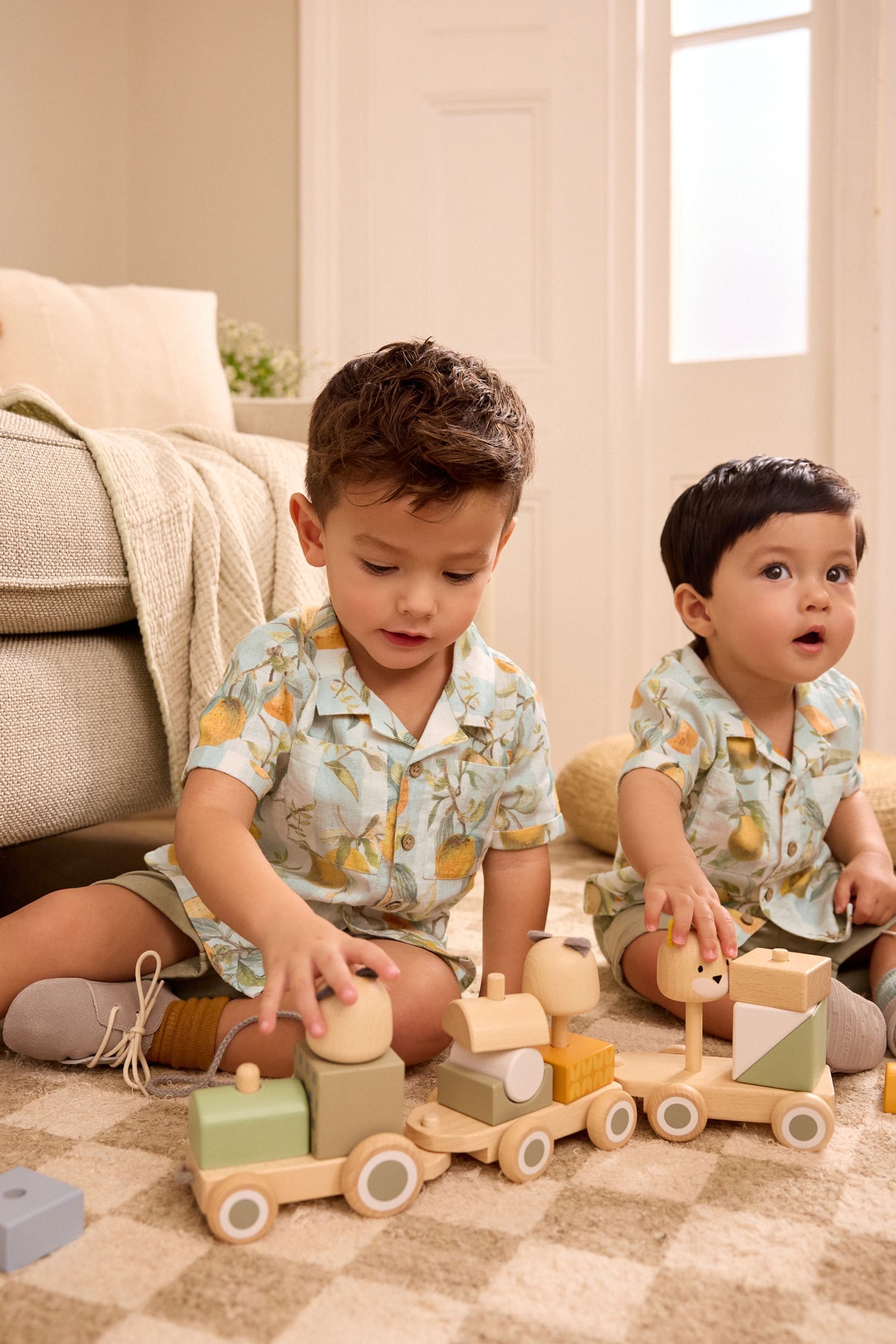 Orange Print Baby Shirt And Short Set (0mths-3yrs)