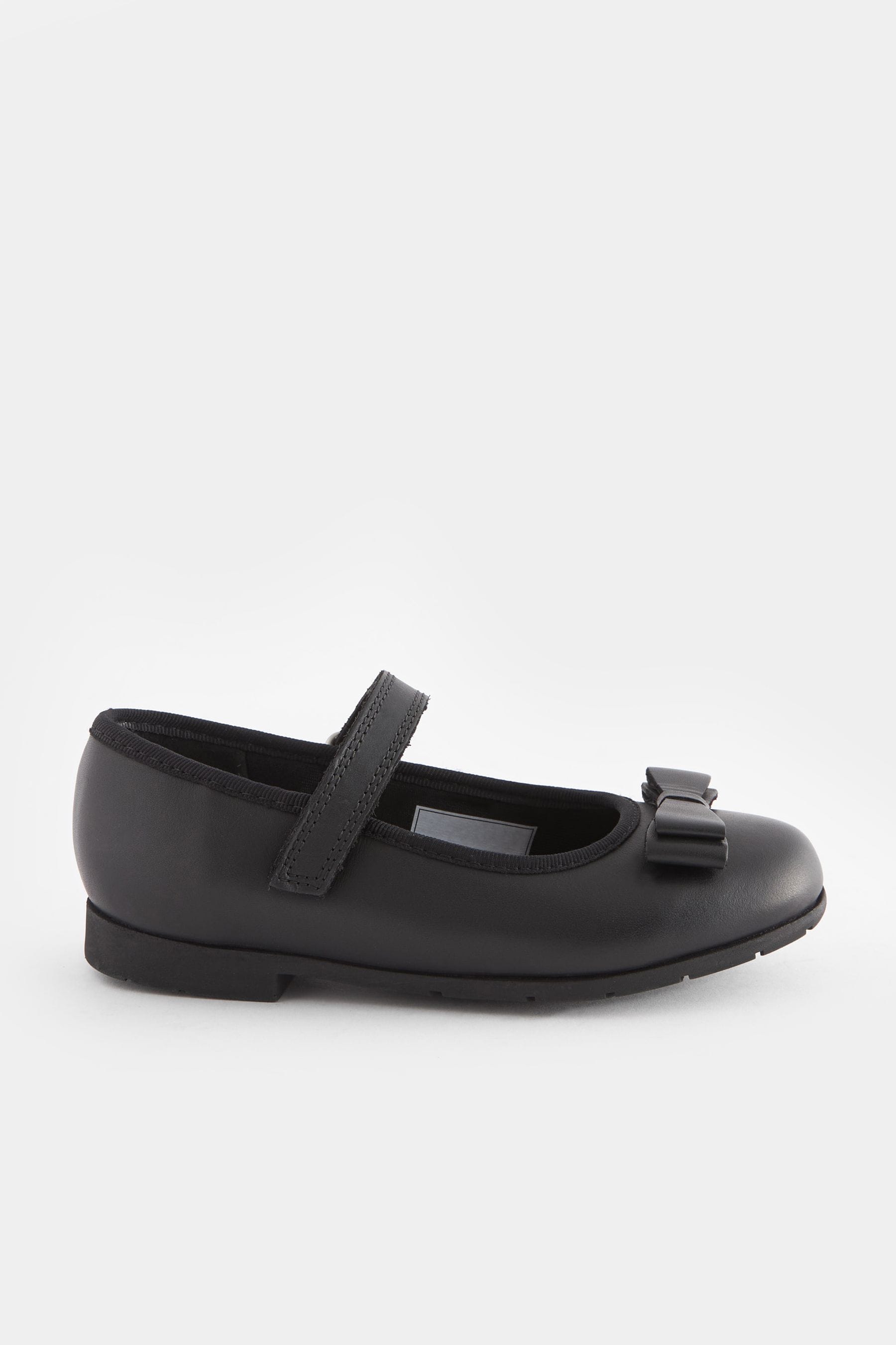 Black Matt Standard Fit (F) School Leather Bow Mary Jane Shoes