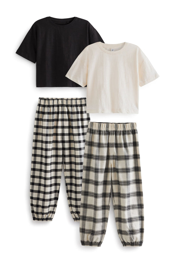 Black/White Woven Check Pyjamas 2 Pack (3-16yrs)