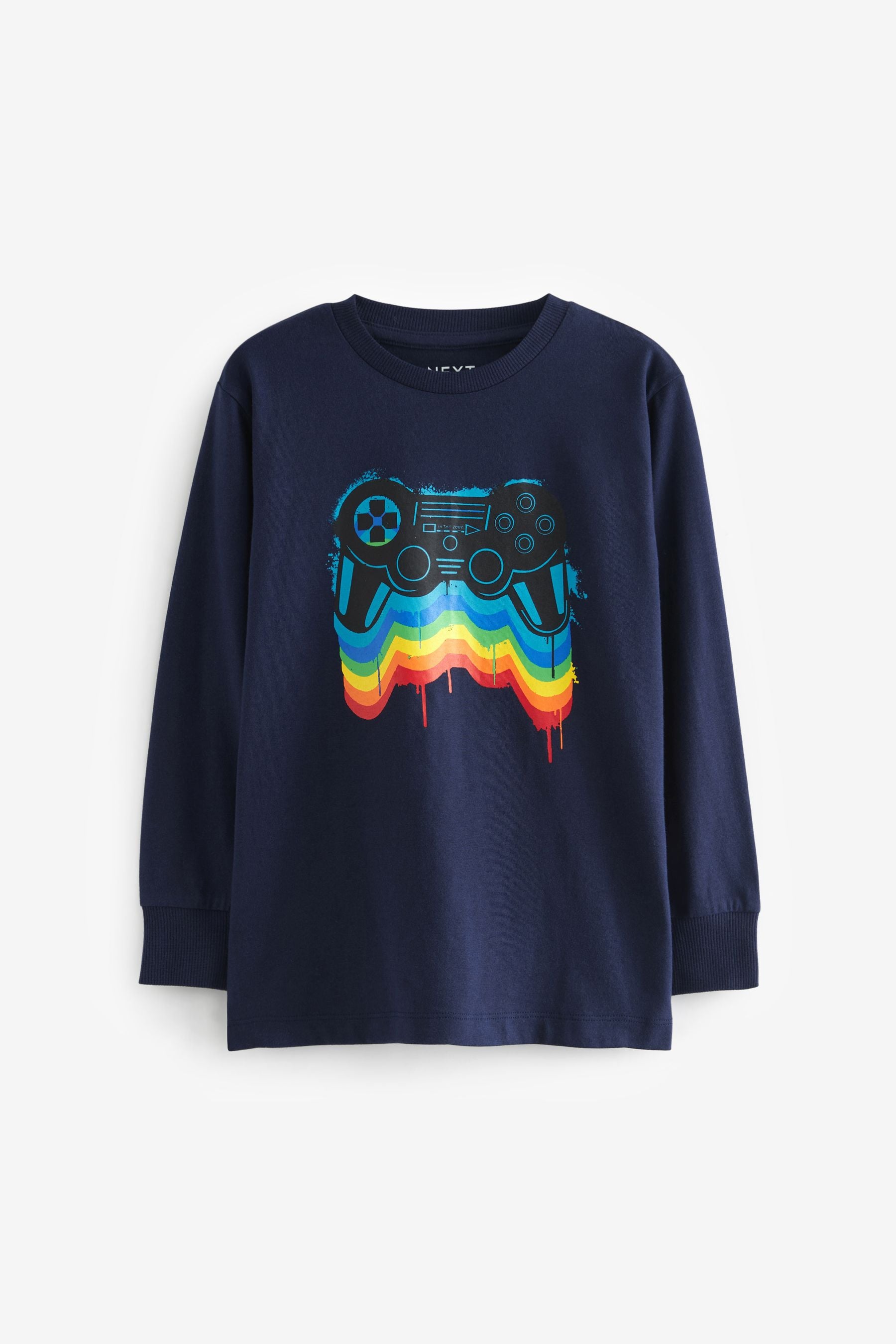 Navy Rainbow Gaming Long Sleeve Graphic T-Shirt (3-16yrs)