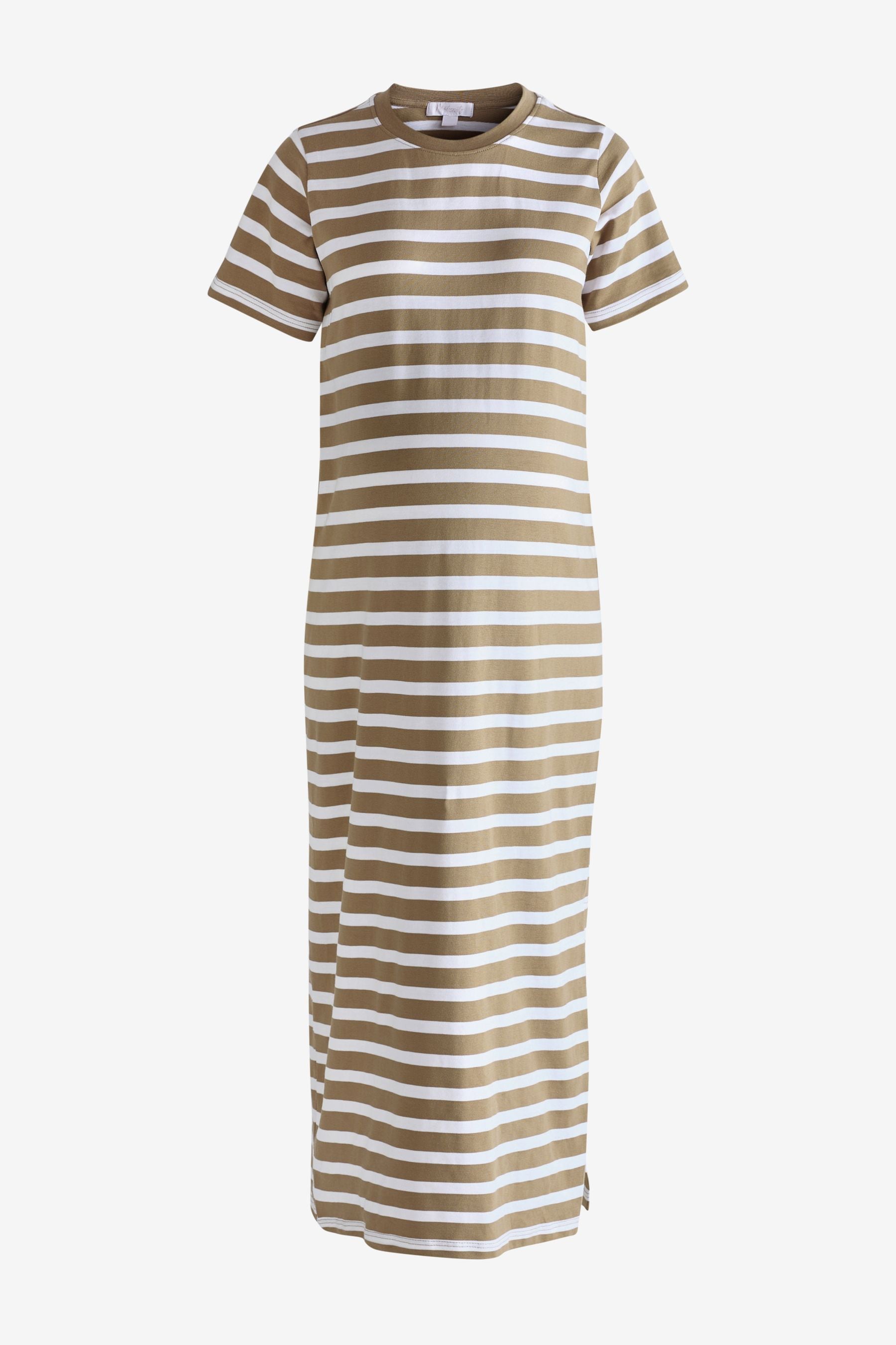 Neutral Maternity Stripe T-Shirt Dress