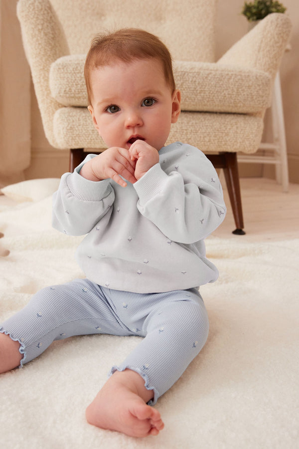 Blue Floral 2 Piece Baby Sweat & Leggings Set