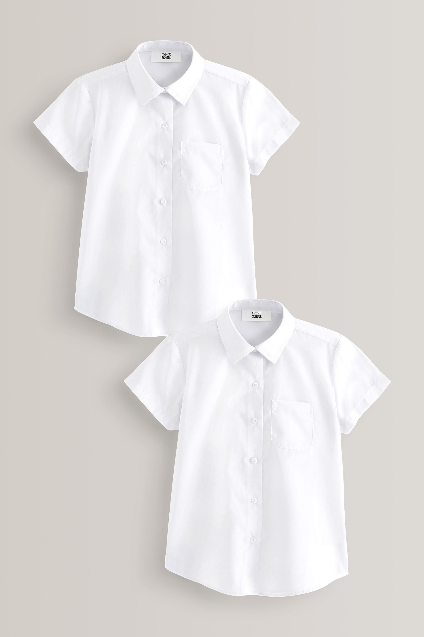 White Plus Fit 2 Pack Short Sleeve School Shirts (3-18yrs)