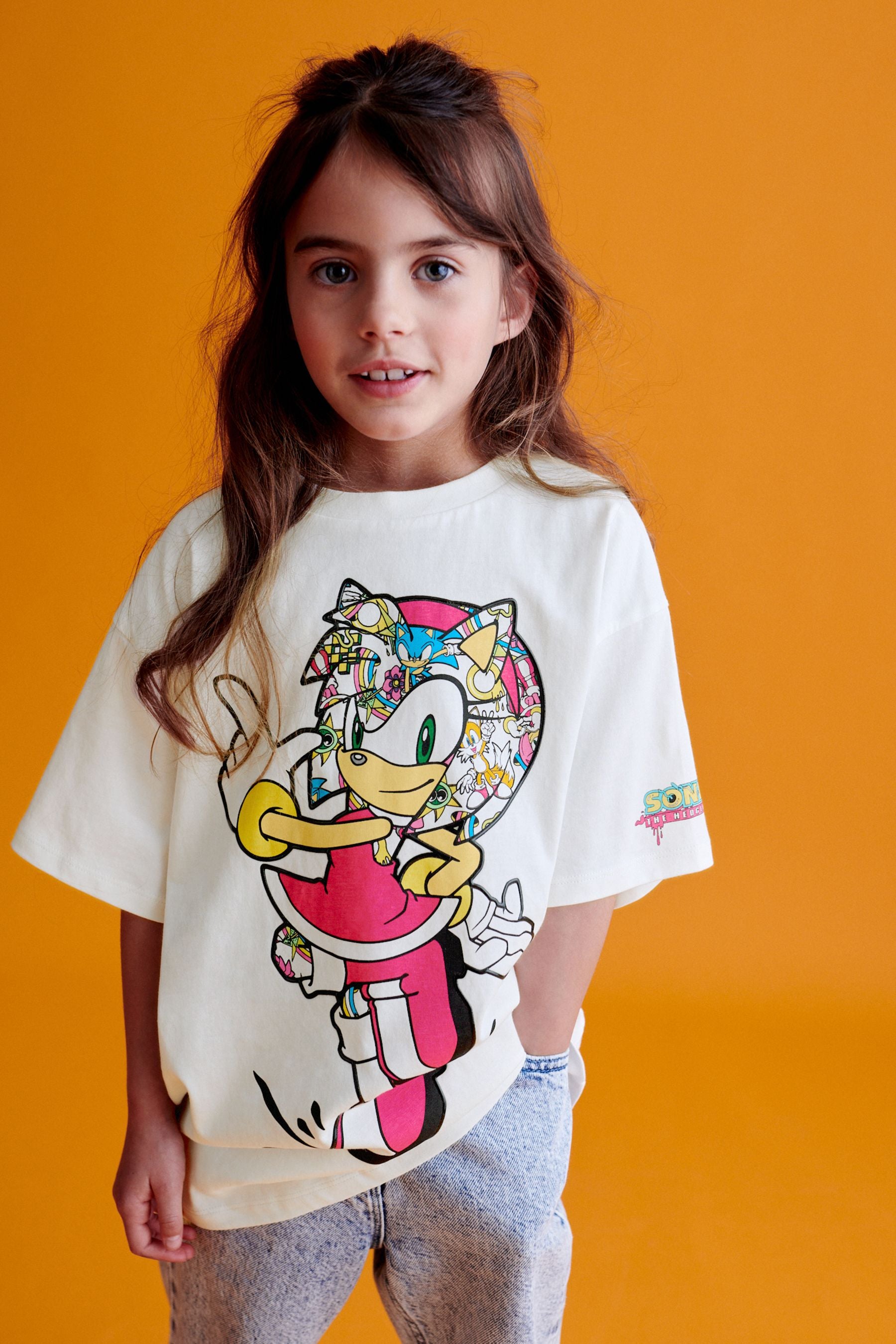 White Sonic Oversized License T-Shirt (3-16yrs)