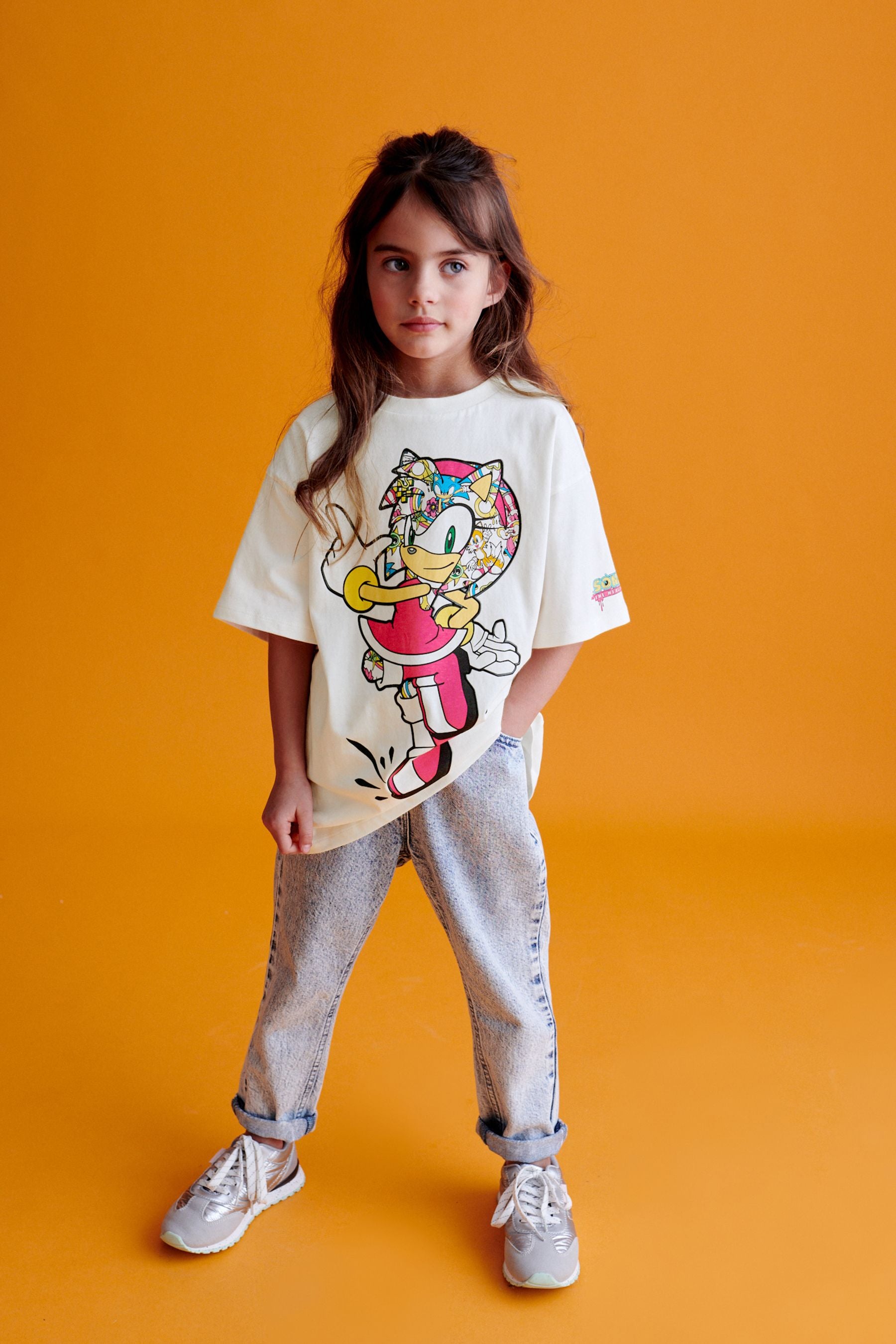 White Sonic Oversized License T-Shirt (3-16yrs)