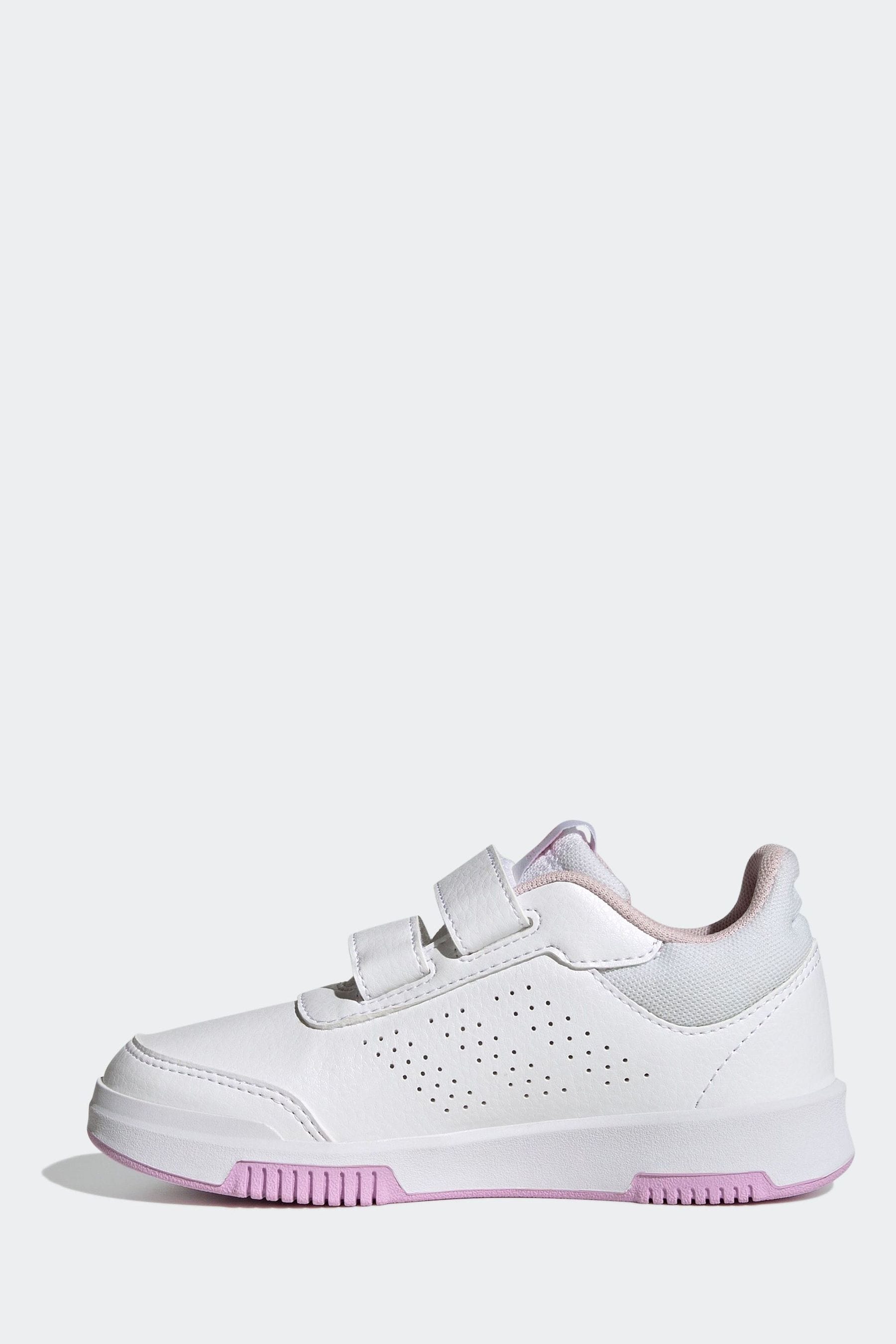 adidas White/Light Pink Tensaur Hook and Loop Shoes