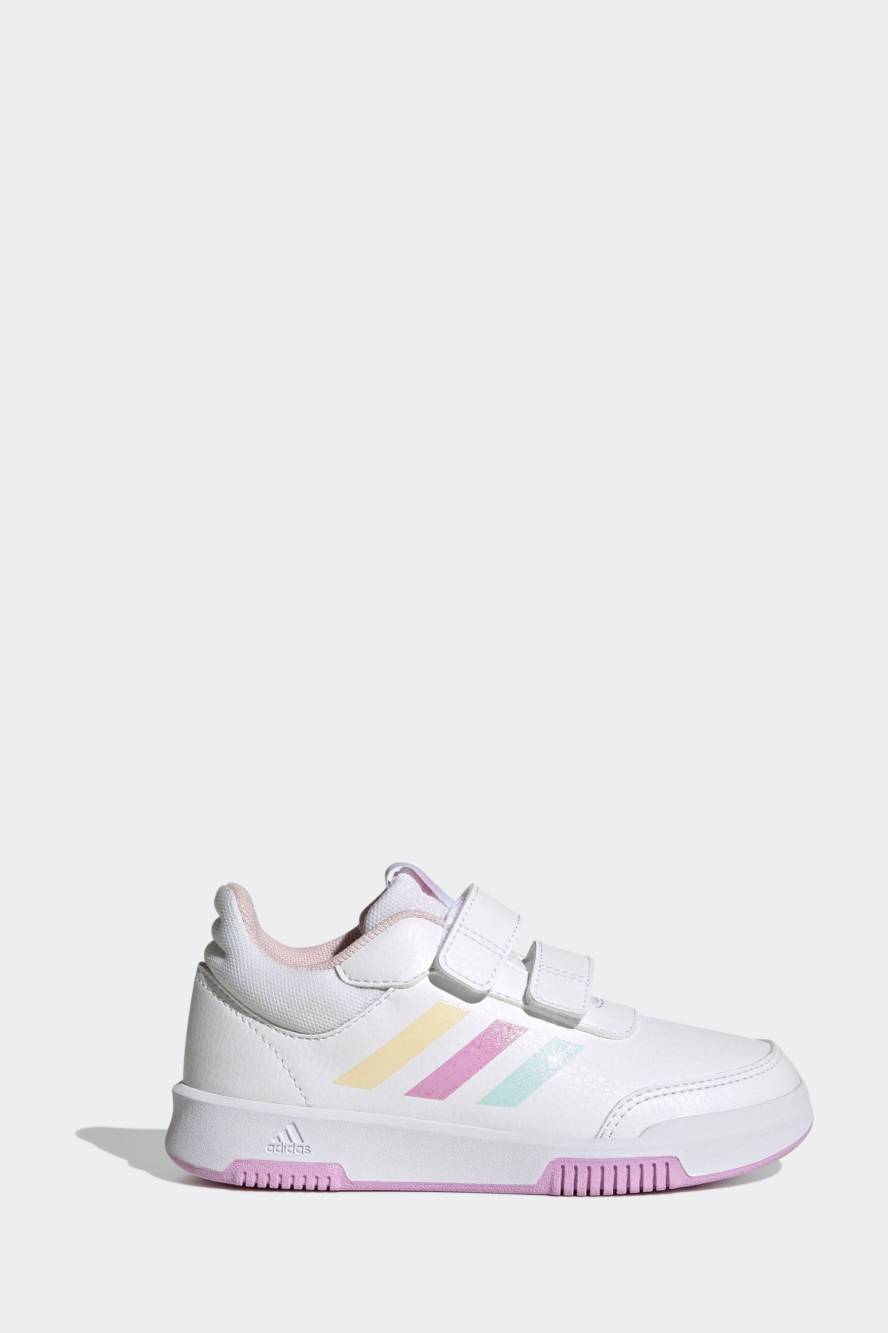 adidas White/Pink/Green Hook and Loop Tensaur Hook and Loop Trainers