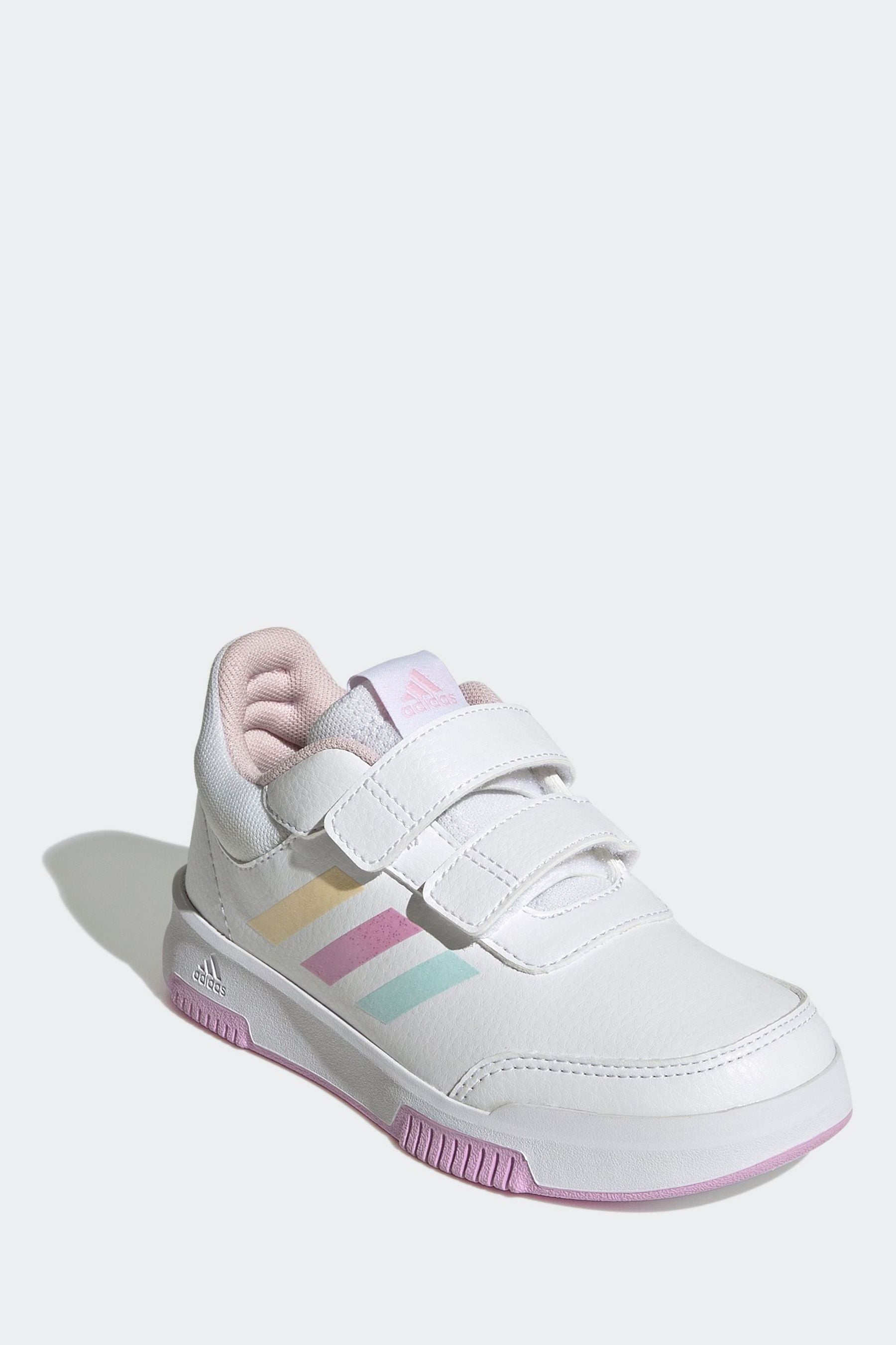 adidas White/Light Pink Tensaur Hook and Loop Shoes