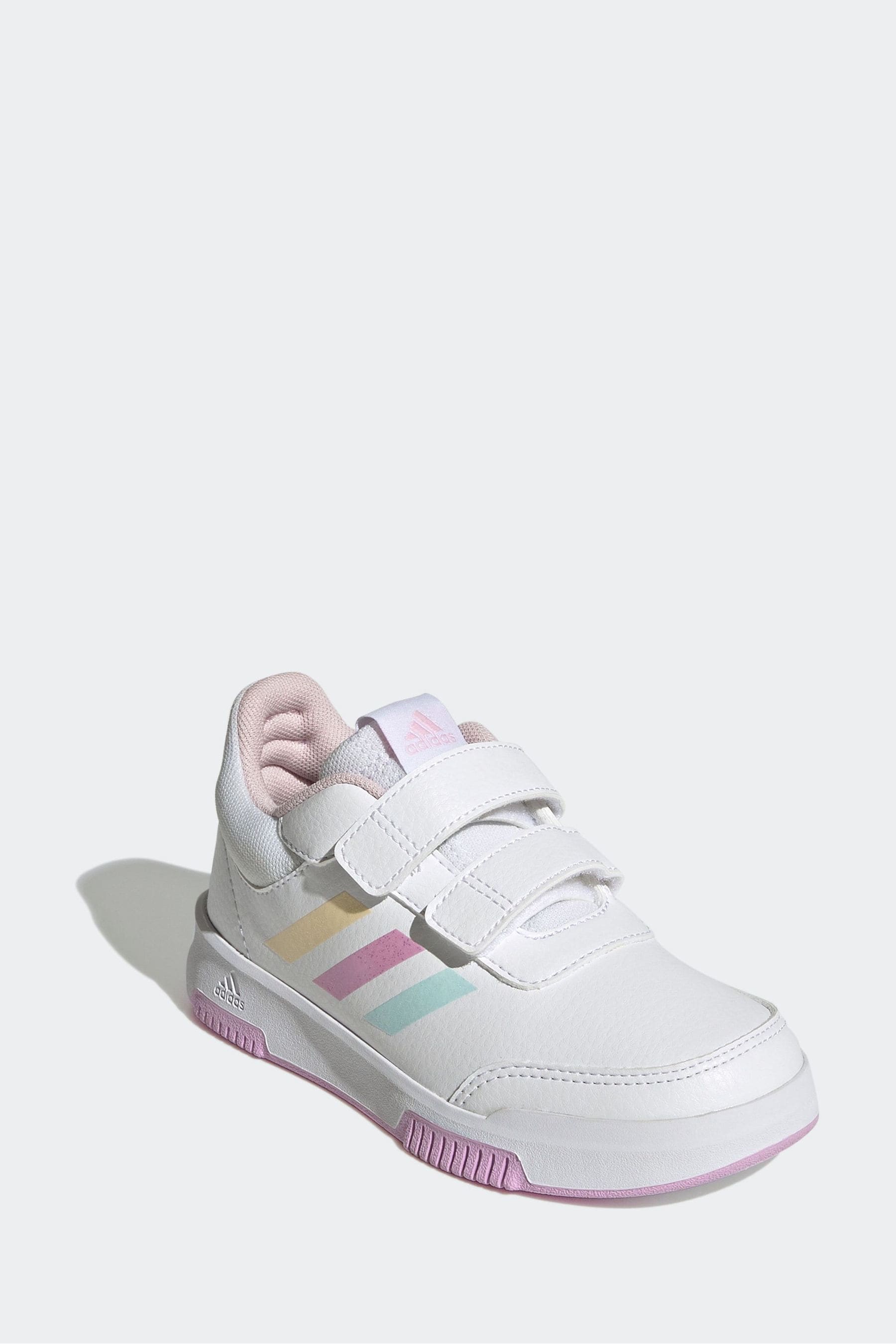 adidas White/Pink/Green Hook and Loop Tensaur Hook and Loop Trainers