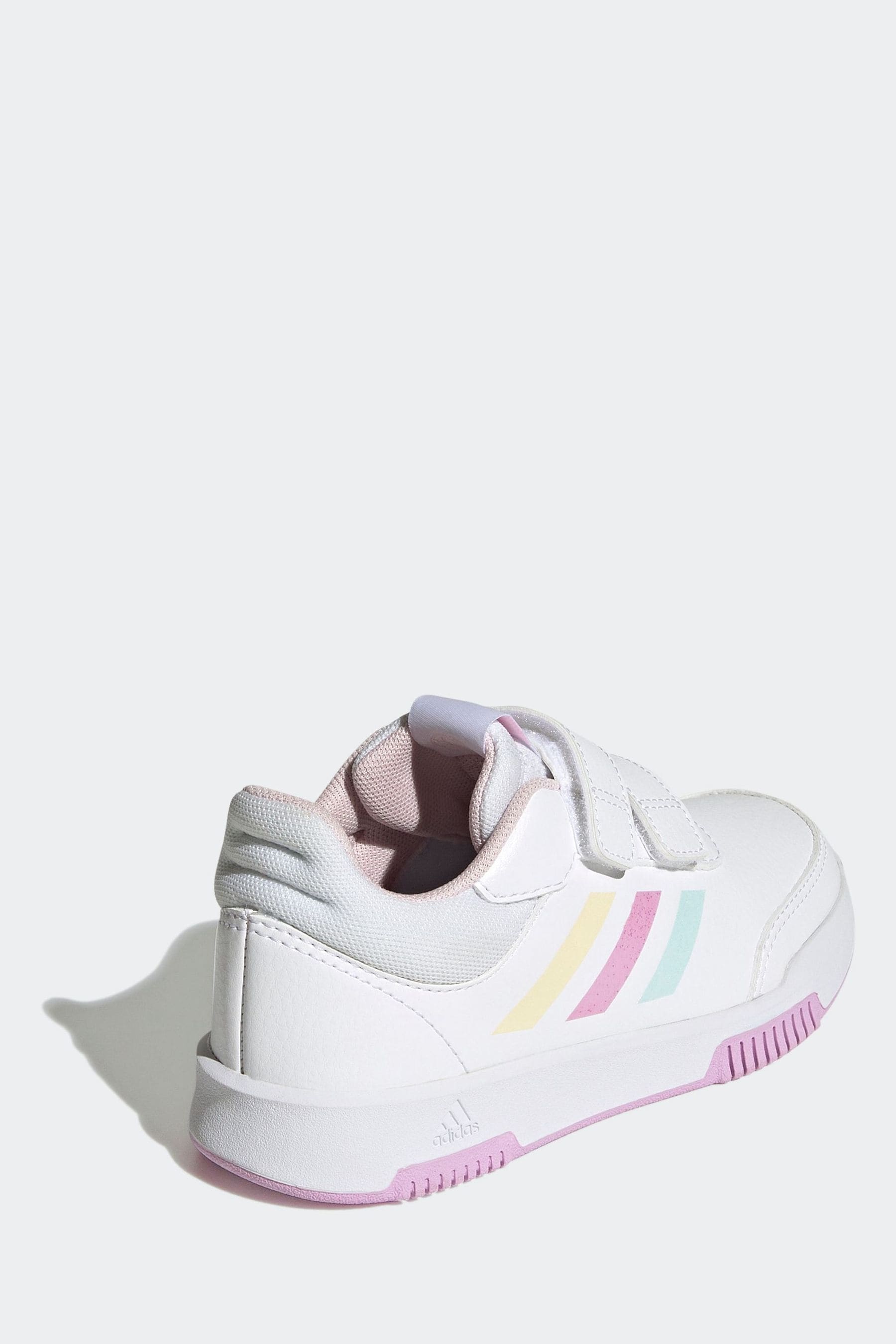 adidas White/Light Pink Tensaur Hook and Loop Shoes