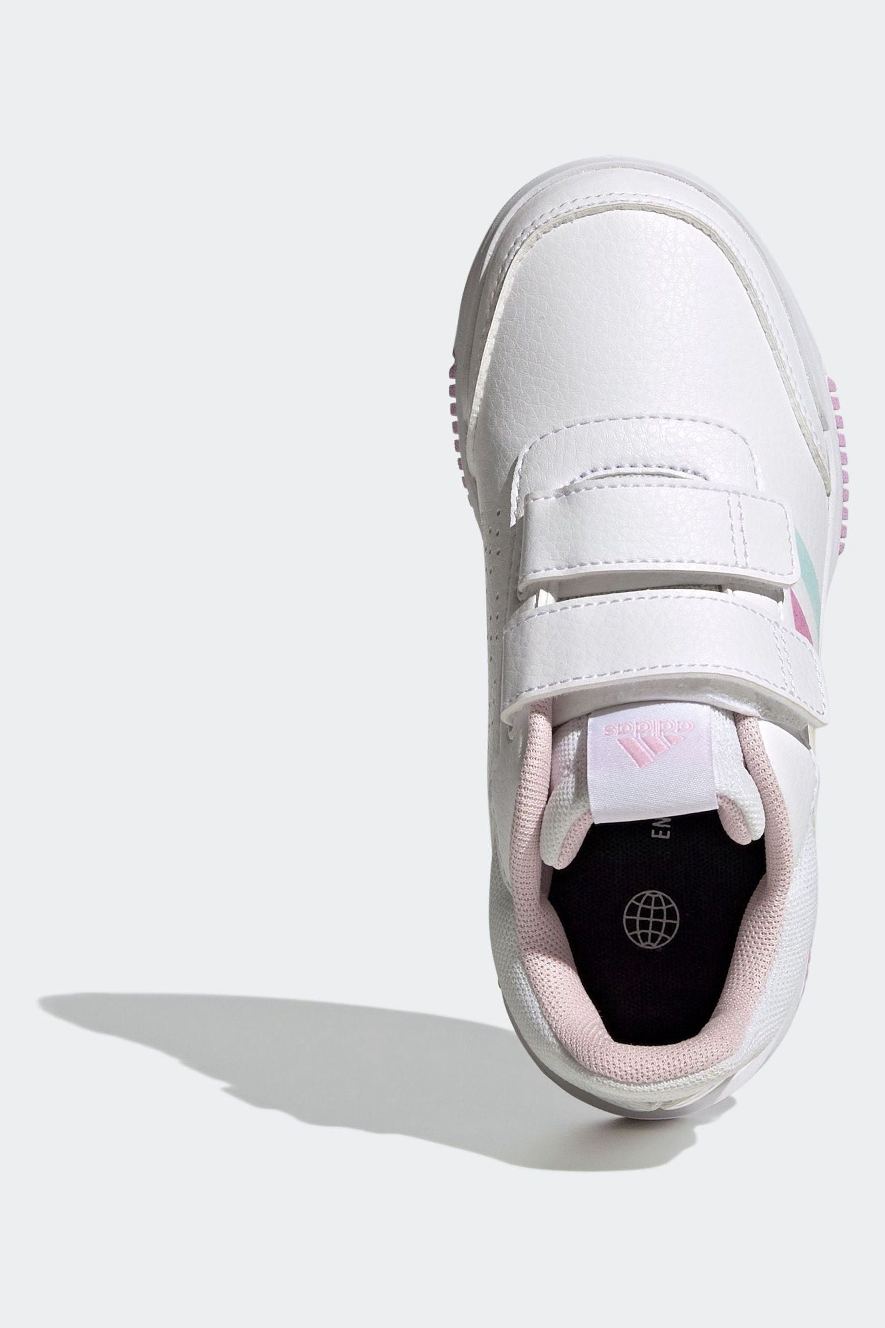 adidas White/Light Pink Tensaur Hook and Loop Shoes