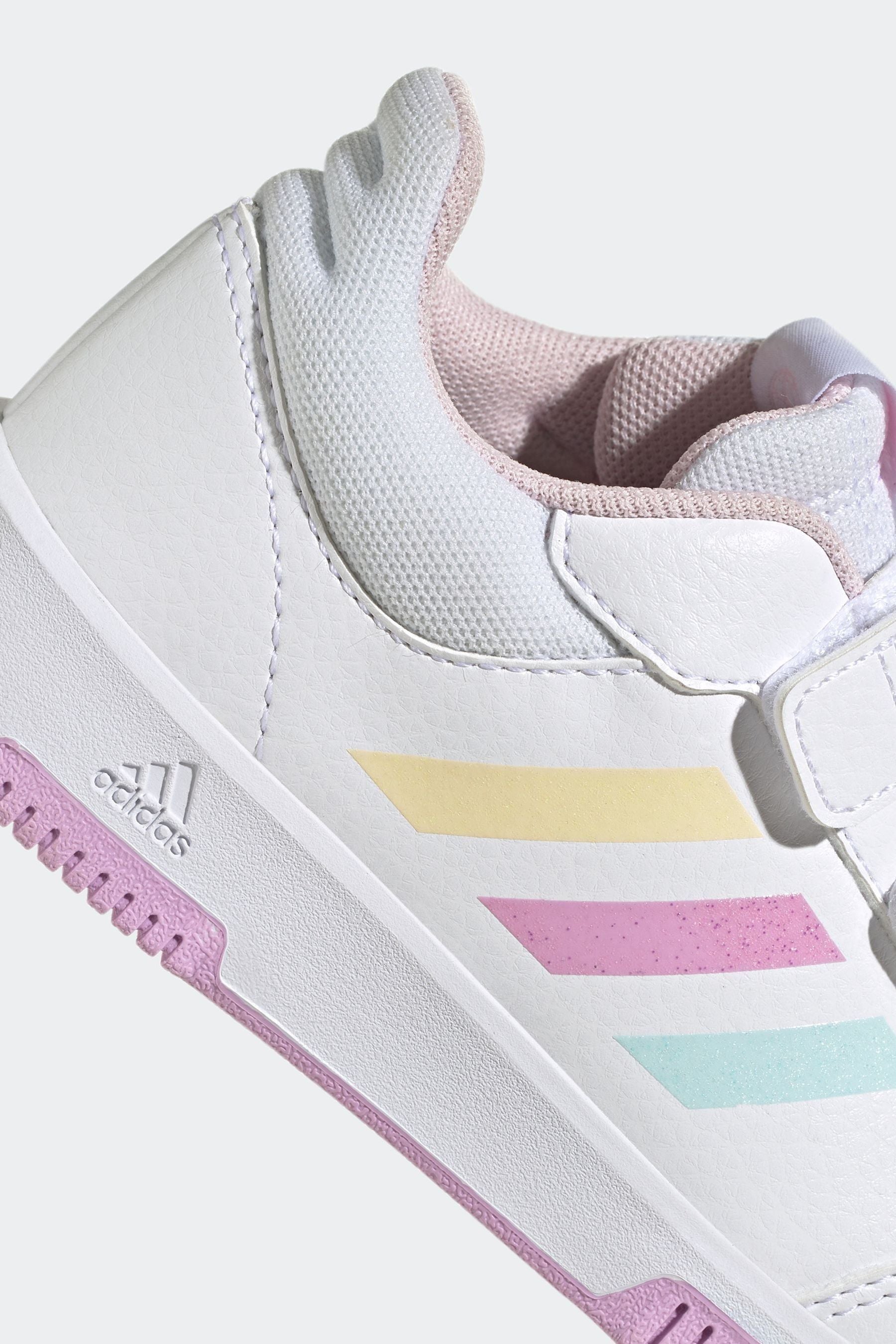 adidas White/Light Pink Tensaur Hook and Loop Shoes