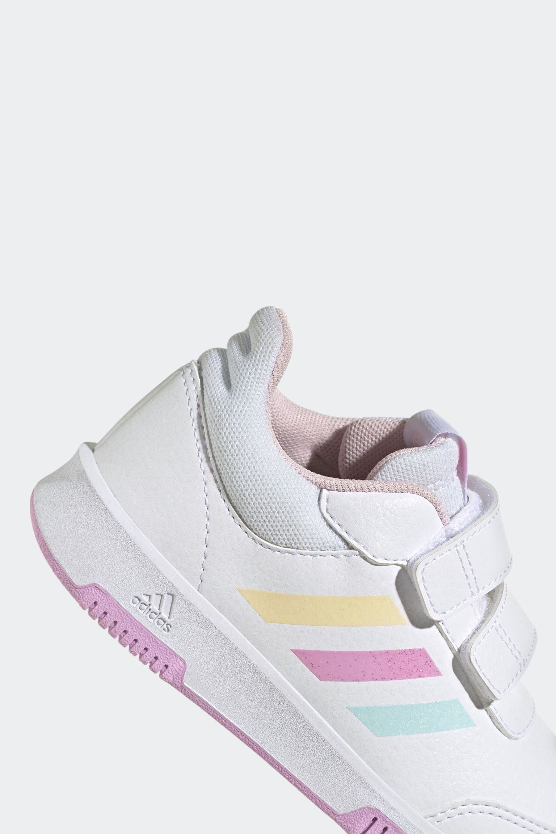 adidas White/Pink/Green Hook and Loop Tensaur Hook and Loop Trainers