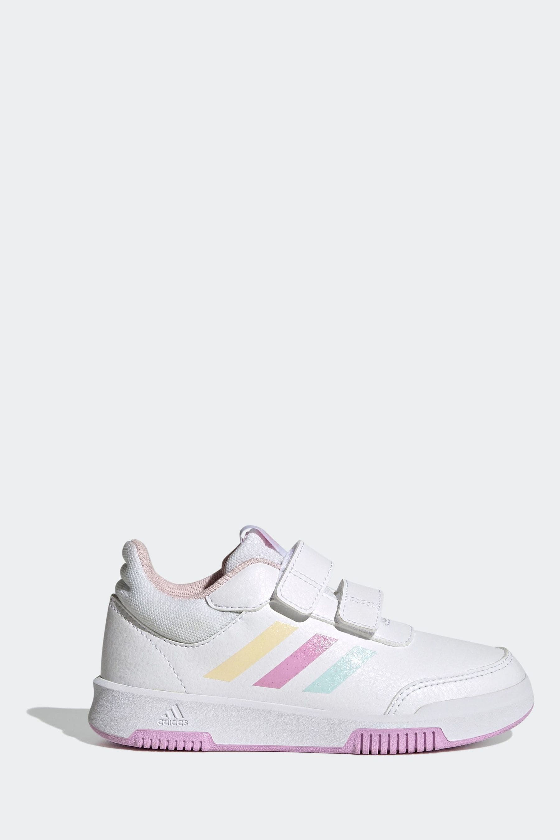 adidas White/Pink/Green Hook and Loop Tensaur Hook and Loop Trainers