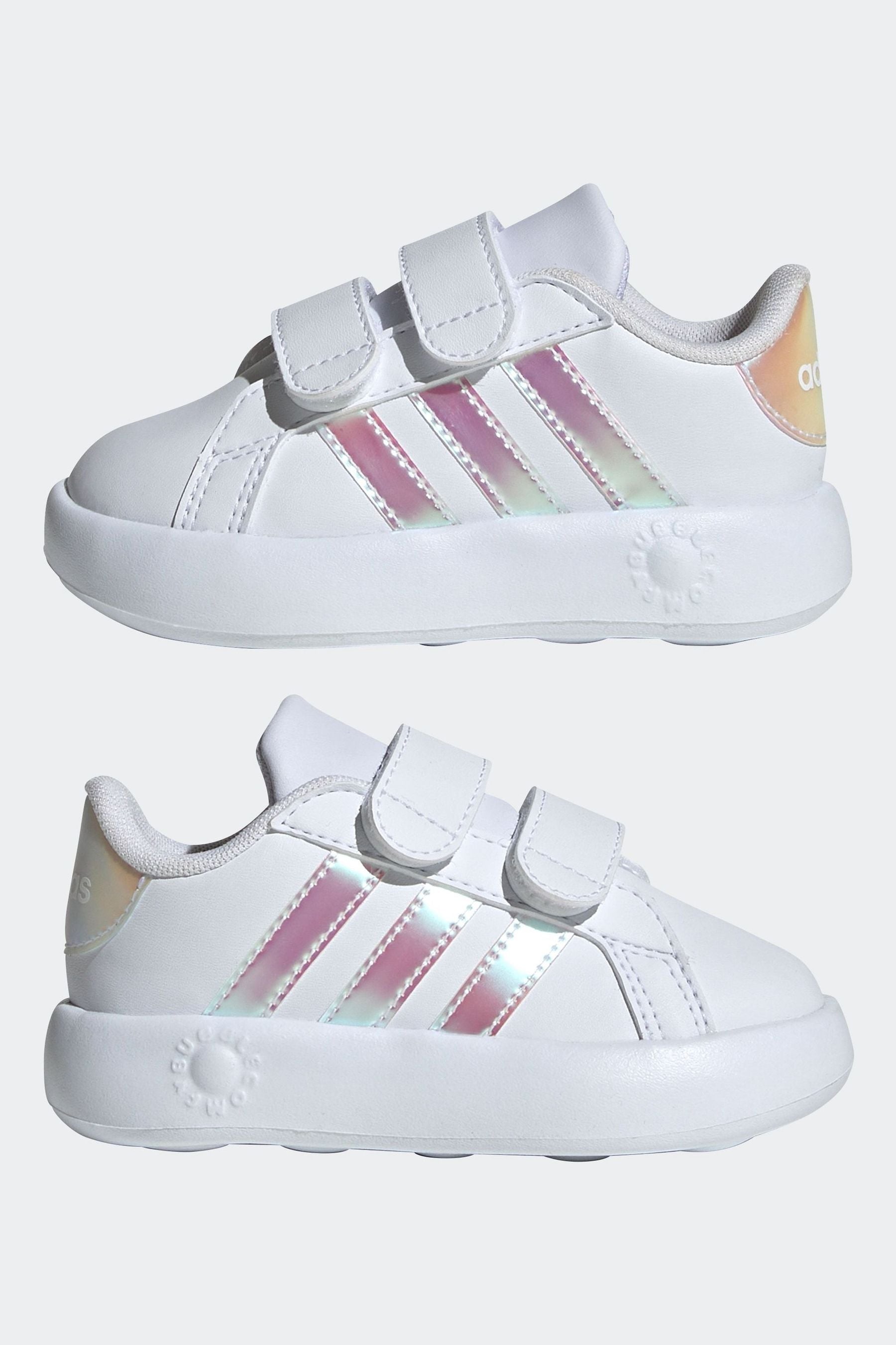 White/Silver adidas Kids Grand Court 2.0 Shoes