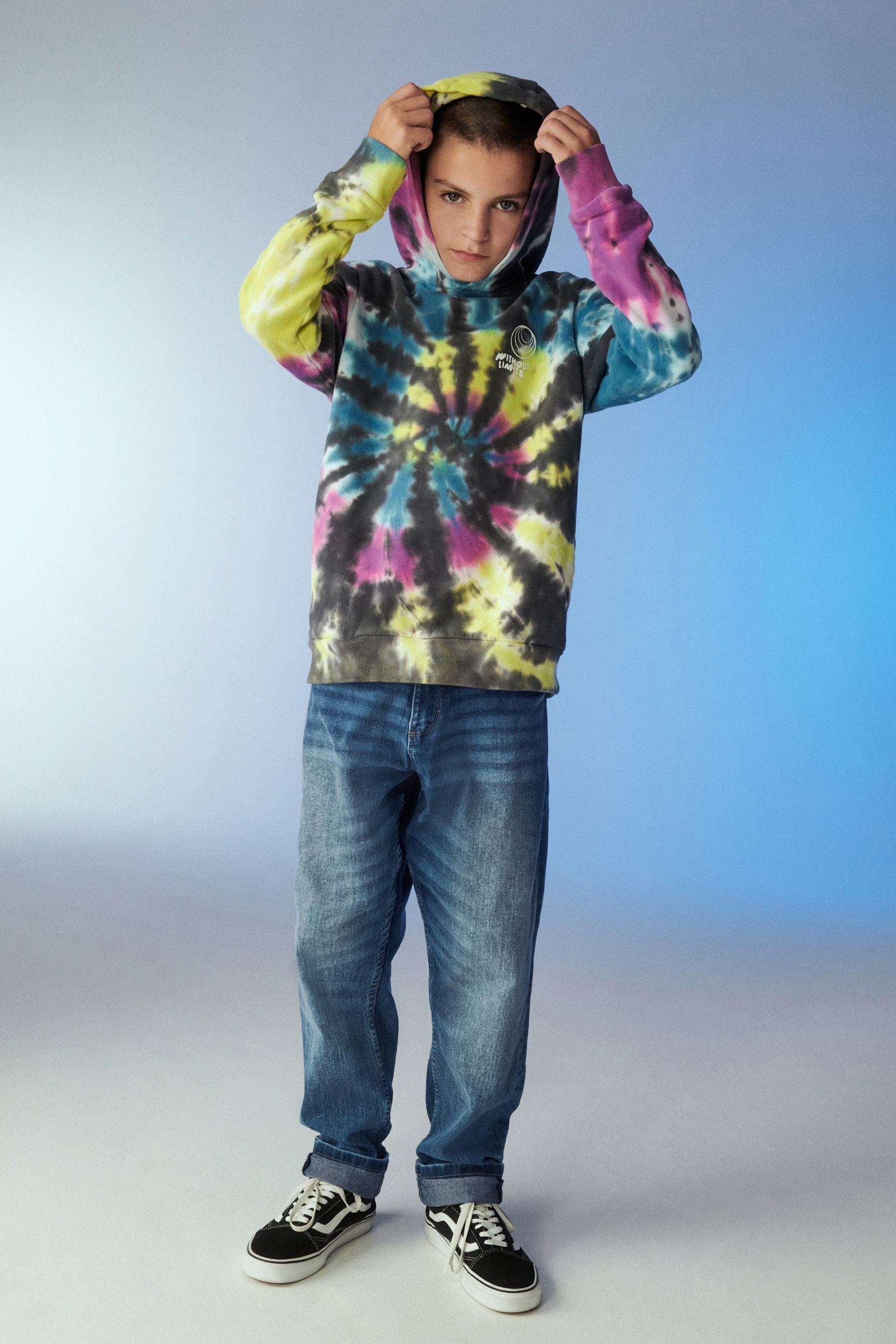 Multi/Black Tie Dye Hoodie (3-16yrs)