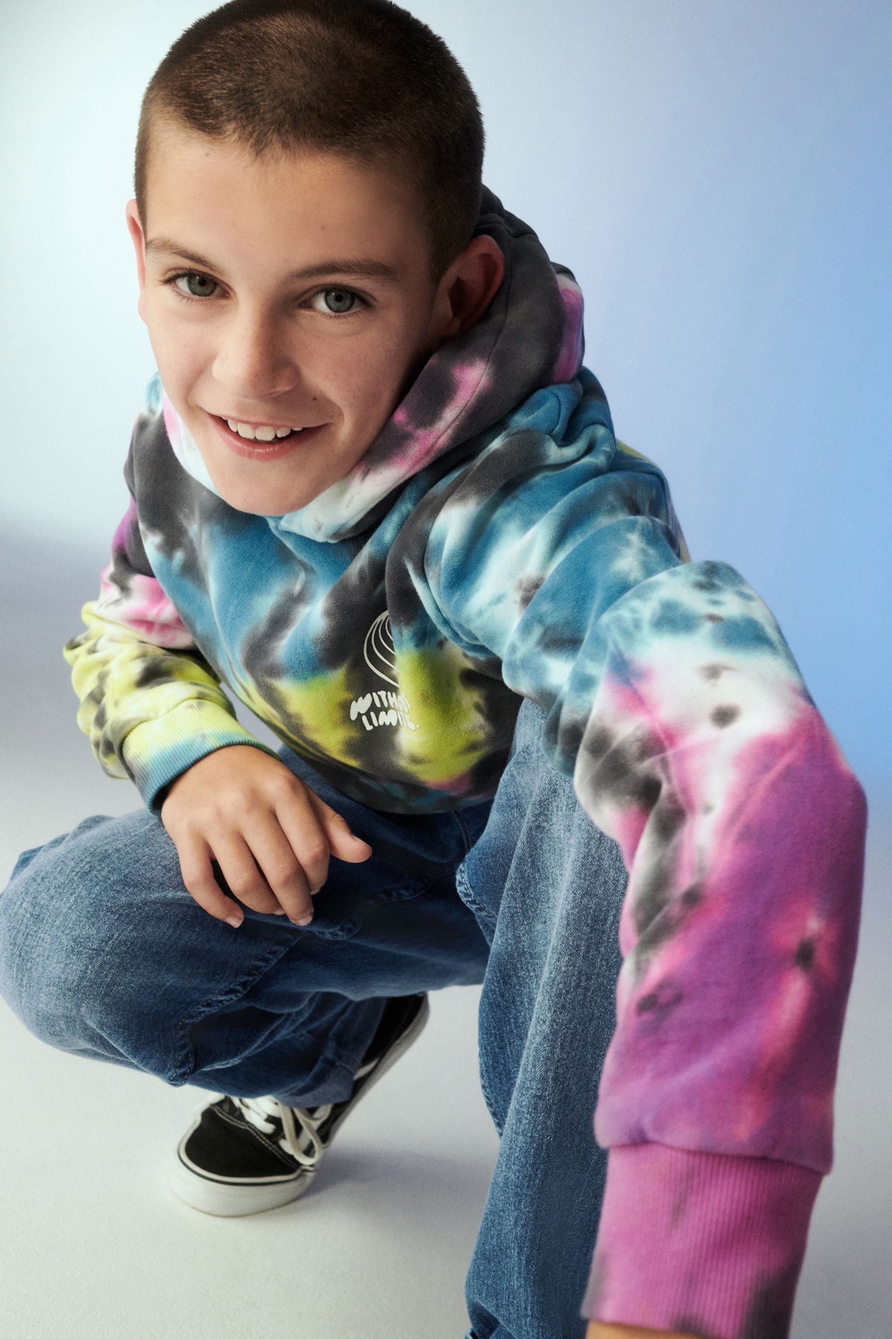 Multi/Black Tie Dye Hoodie (3-16yrs)