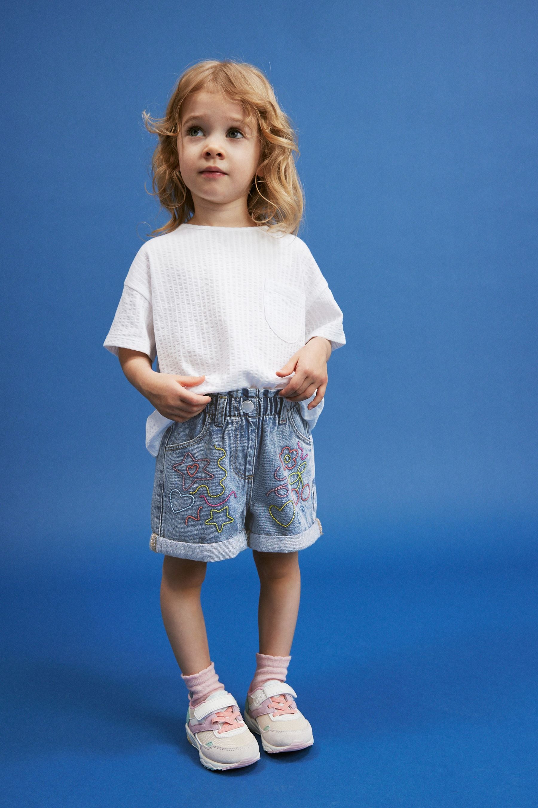 Denim Embroidered Shorts (3mths-7yrs)