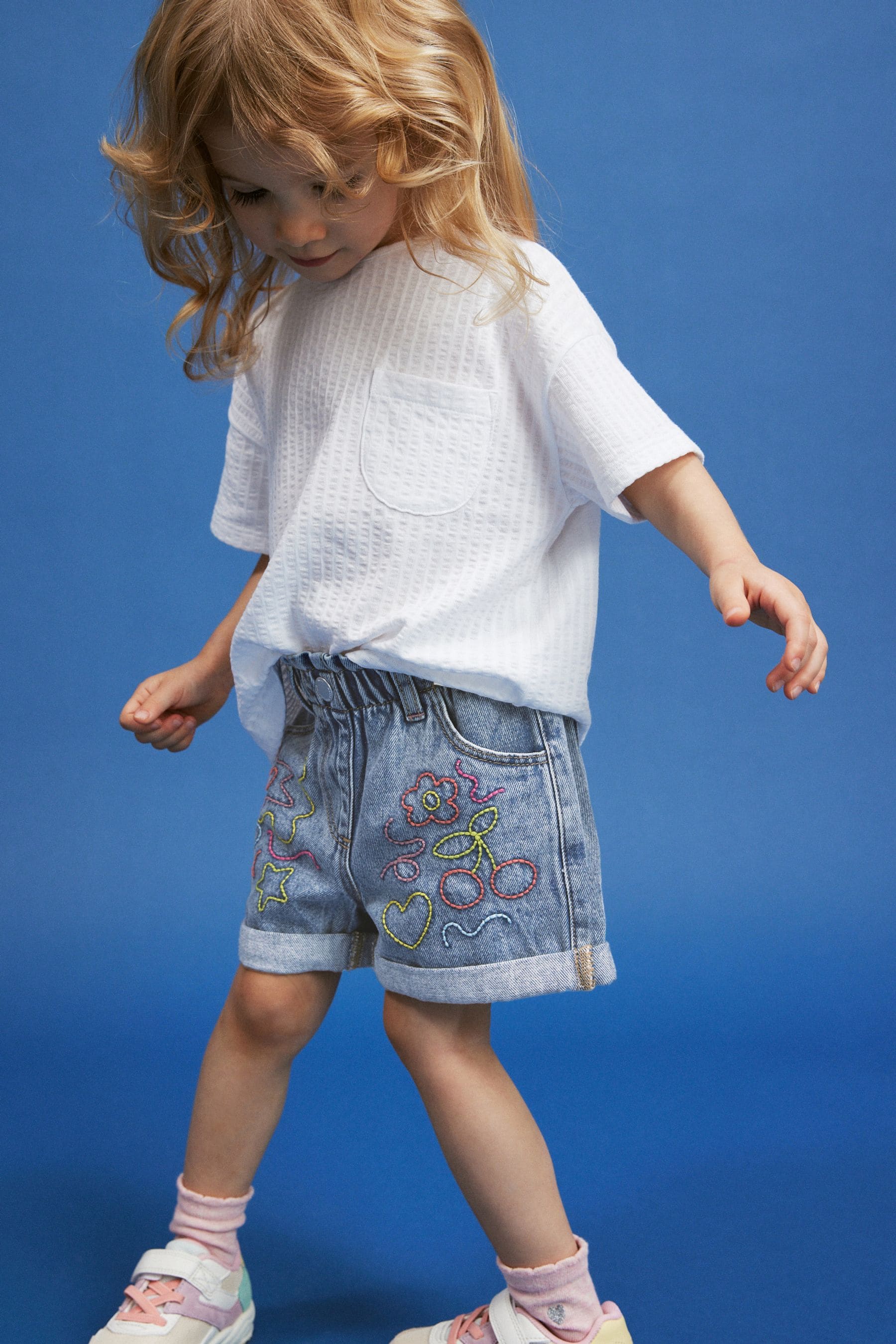 Denim Embroidered Shorts (3mths-7yrs)