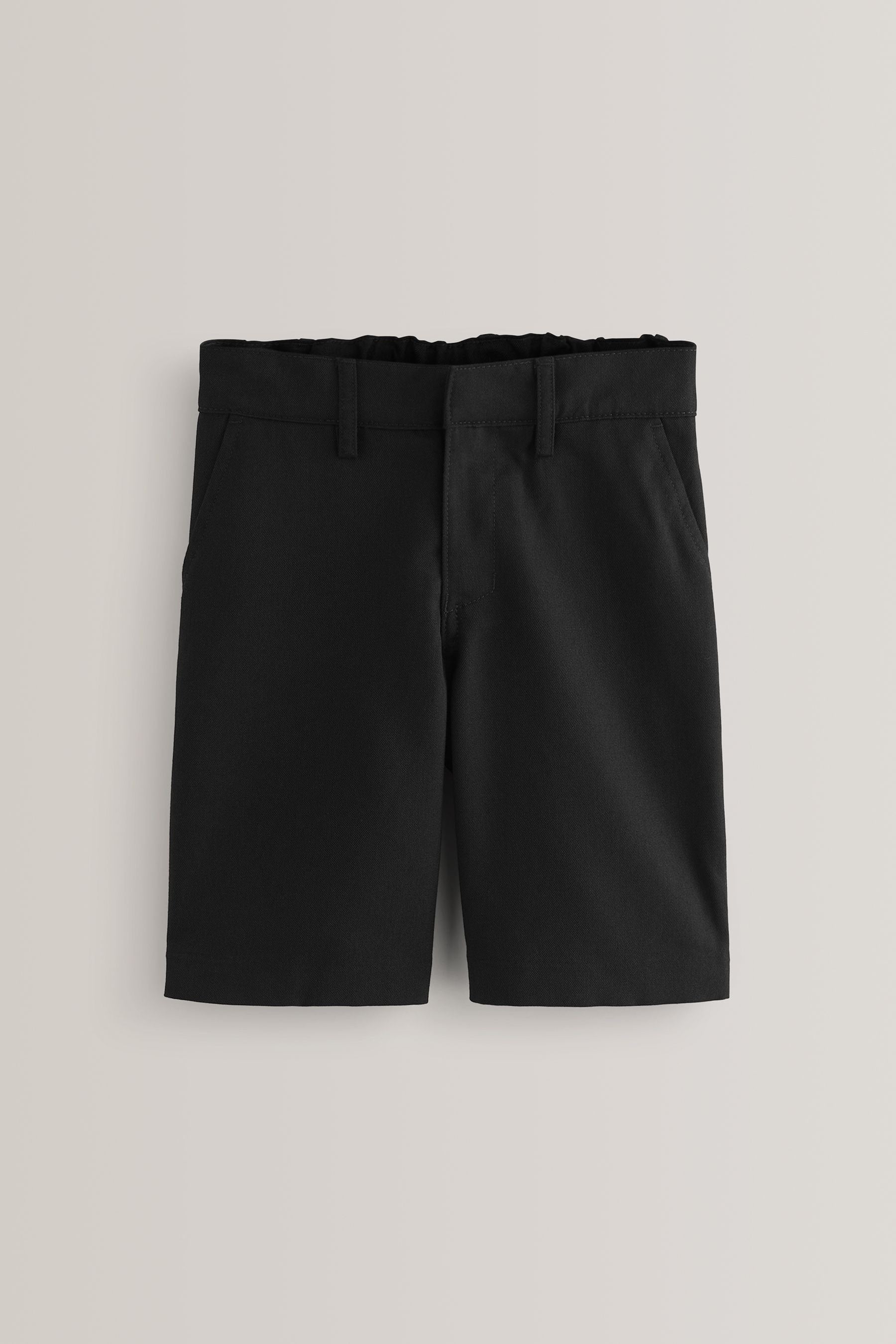 Black Regular Waist Flat Front School Shorts (3-14yrs)