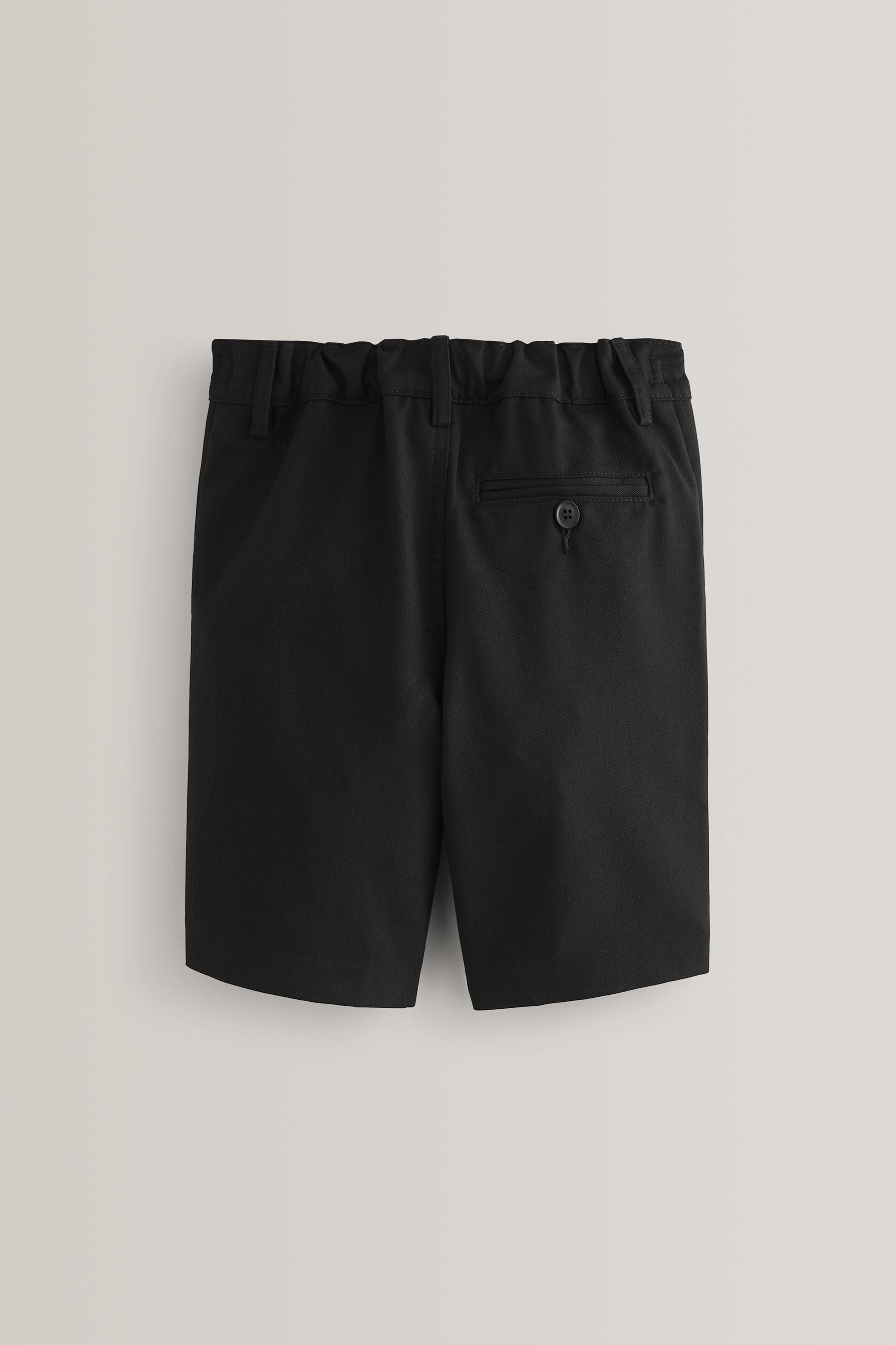 Black Regular Waist Flat Front School Shorts (3-14yrs)