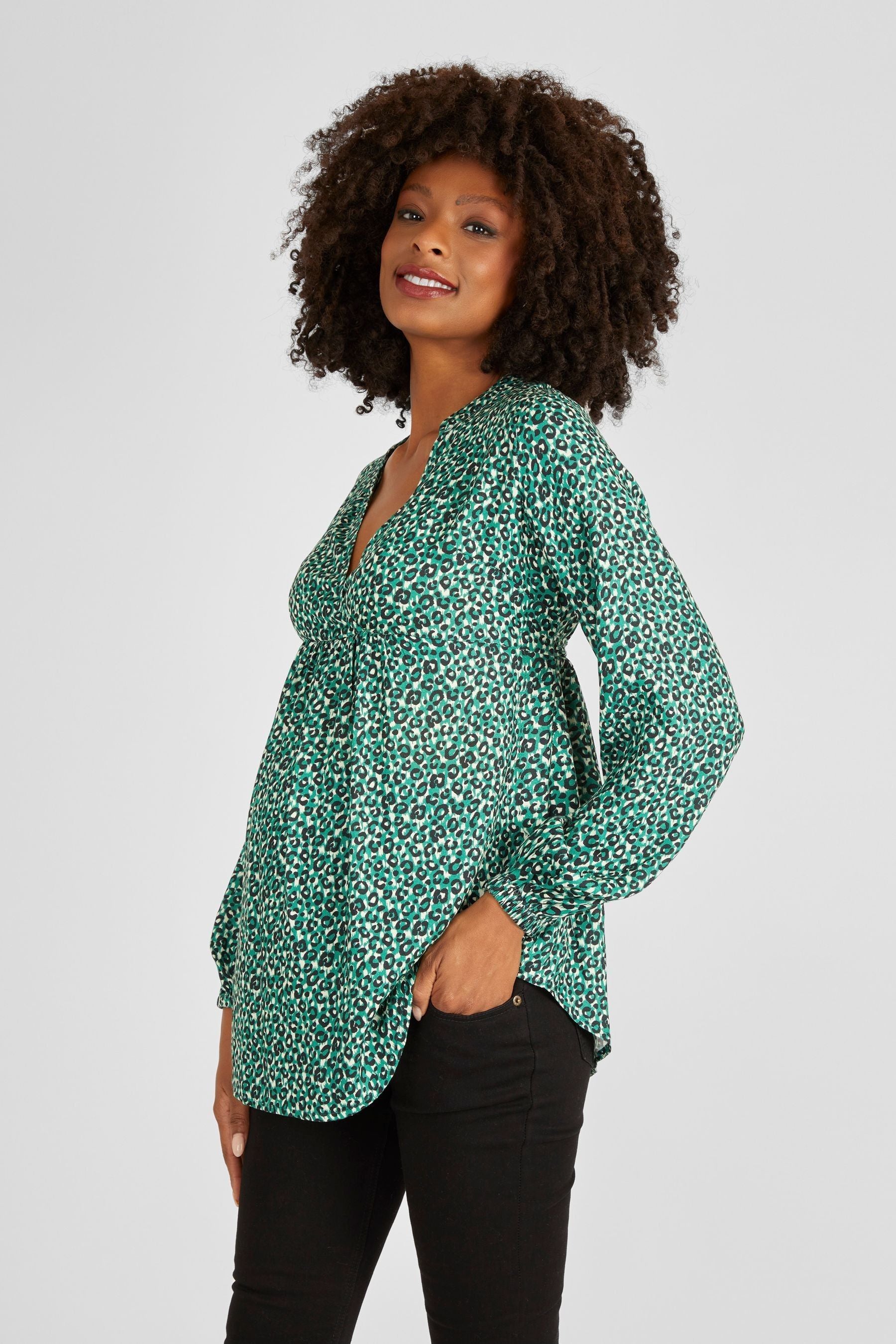 Green JoJo Maman Bébé Animal Print Maternity Blouse