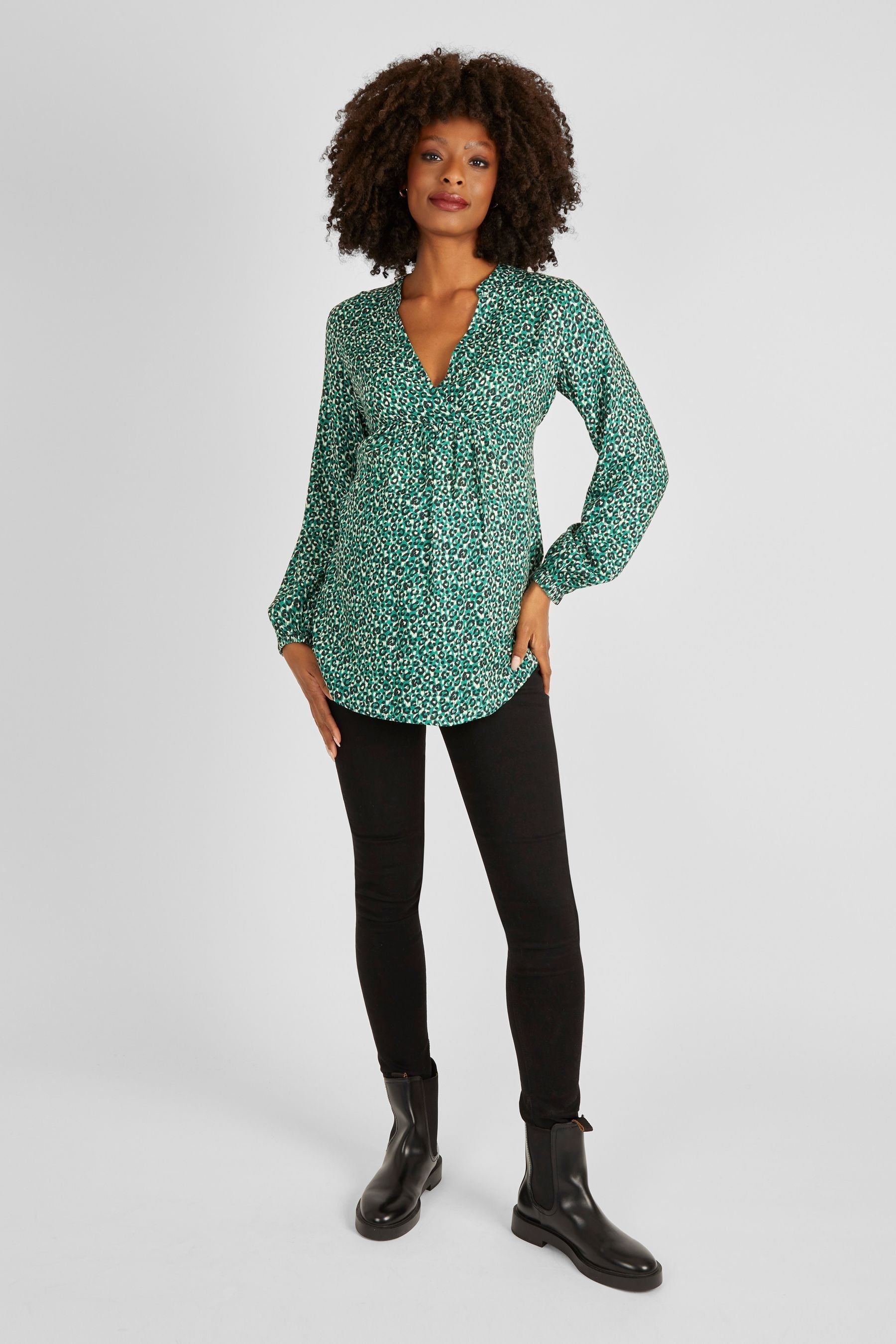 Green JoJo Maman Bébé Animal Print Maternity Blouse